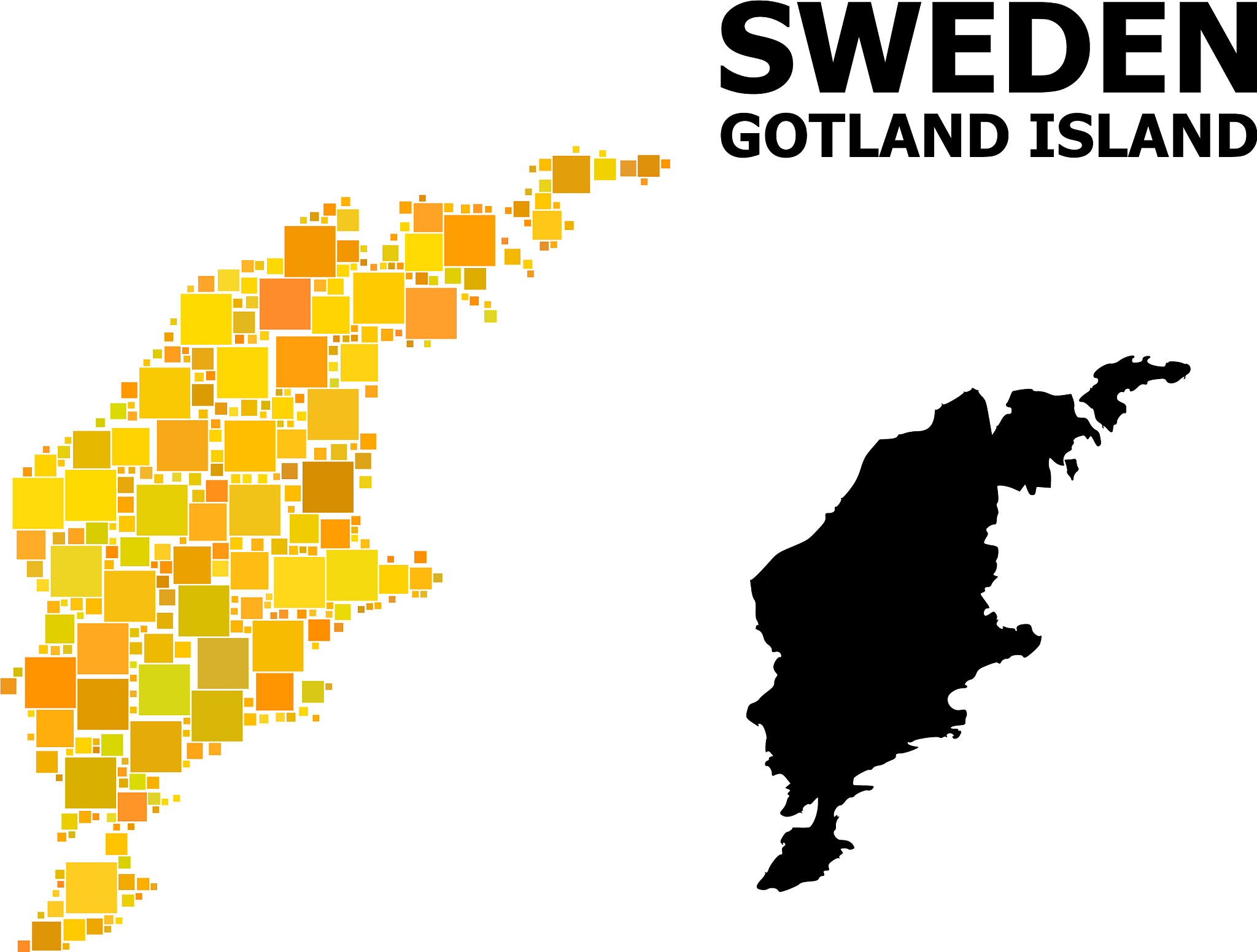 gold square pattern map gotland island