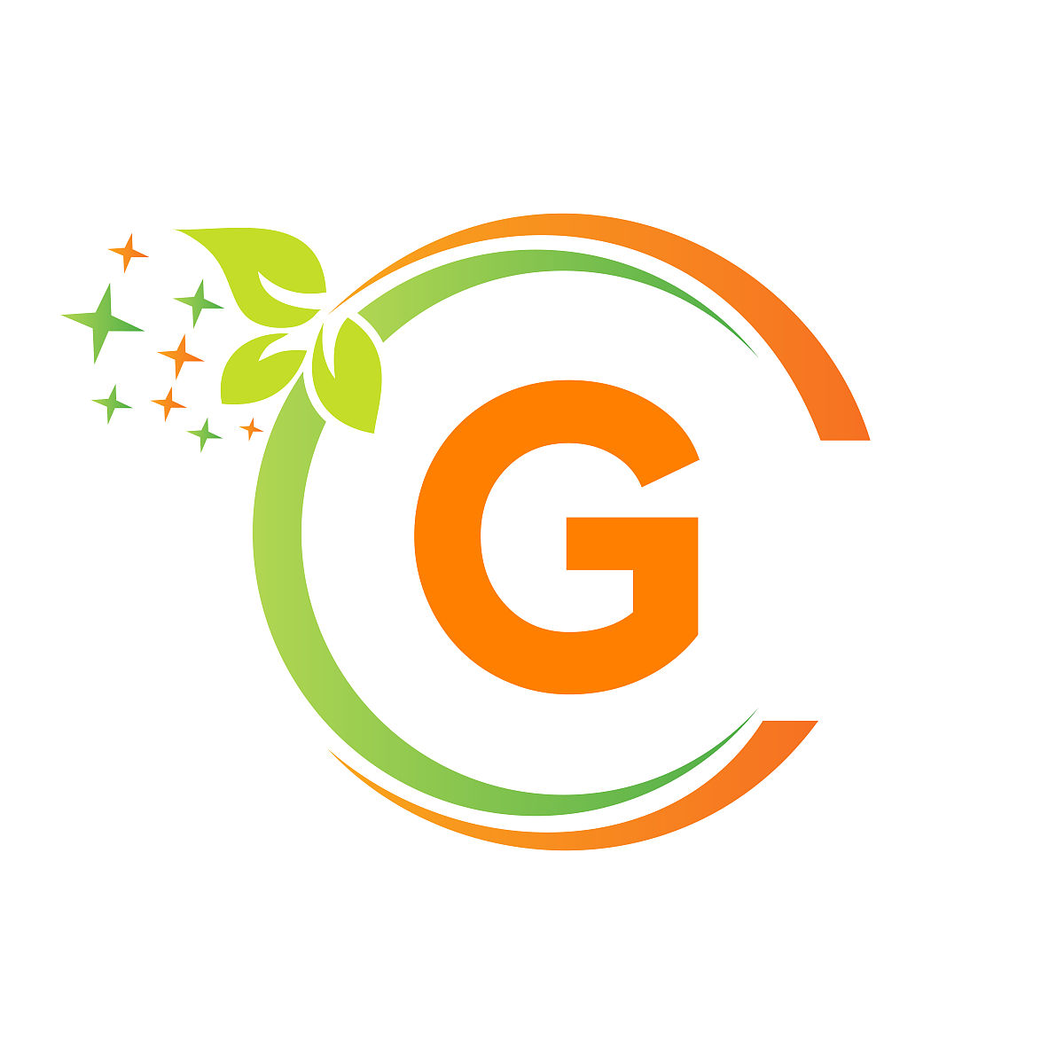 房子清洁标志上g字母设计.字母g清洁服务屋标志模板吸尘器,桶,春季清