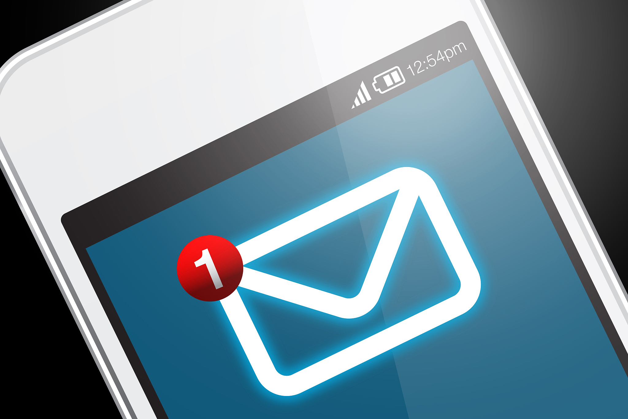 smartphone with new message icon.