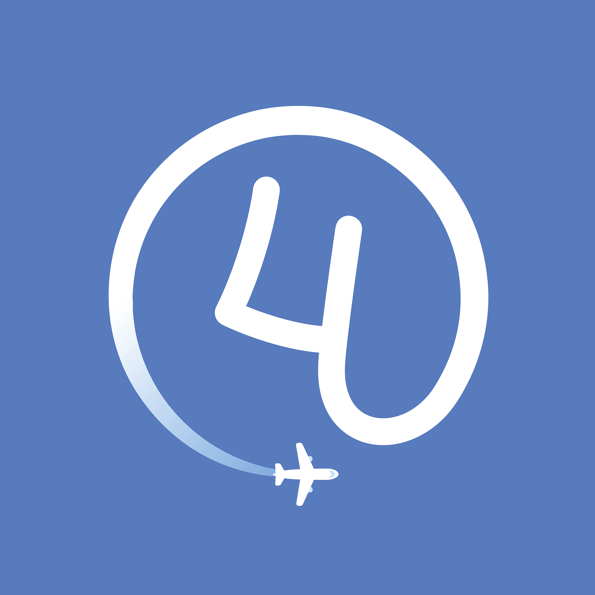 number four icon with airline and plane.