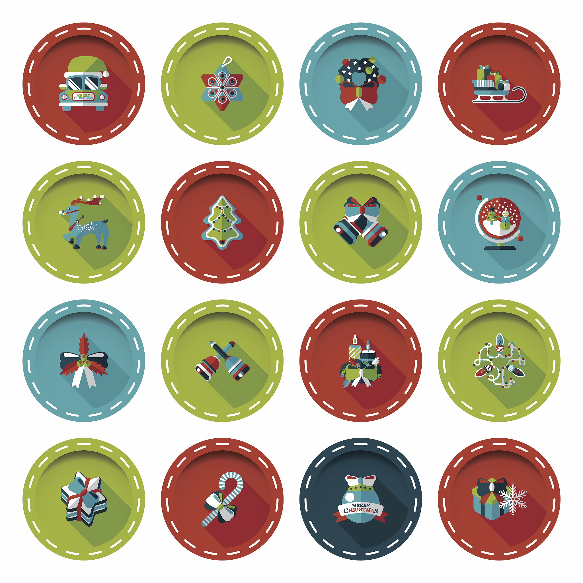 christmas and winter icons set