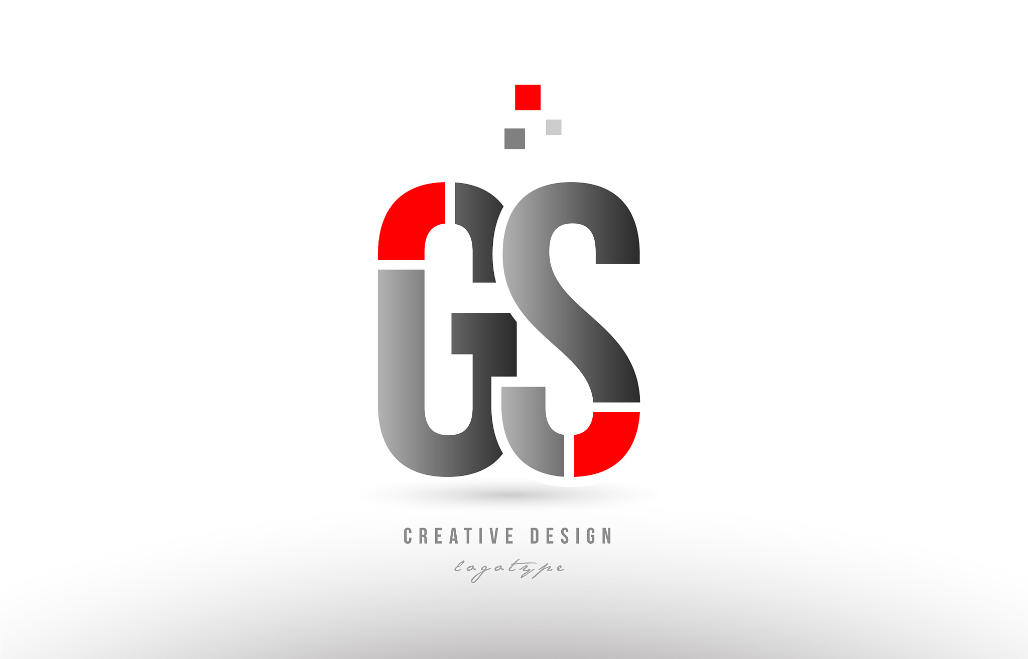 red grey alphabet letter gs g s logo combination