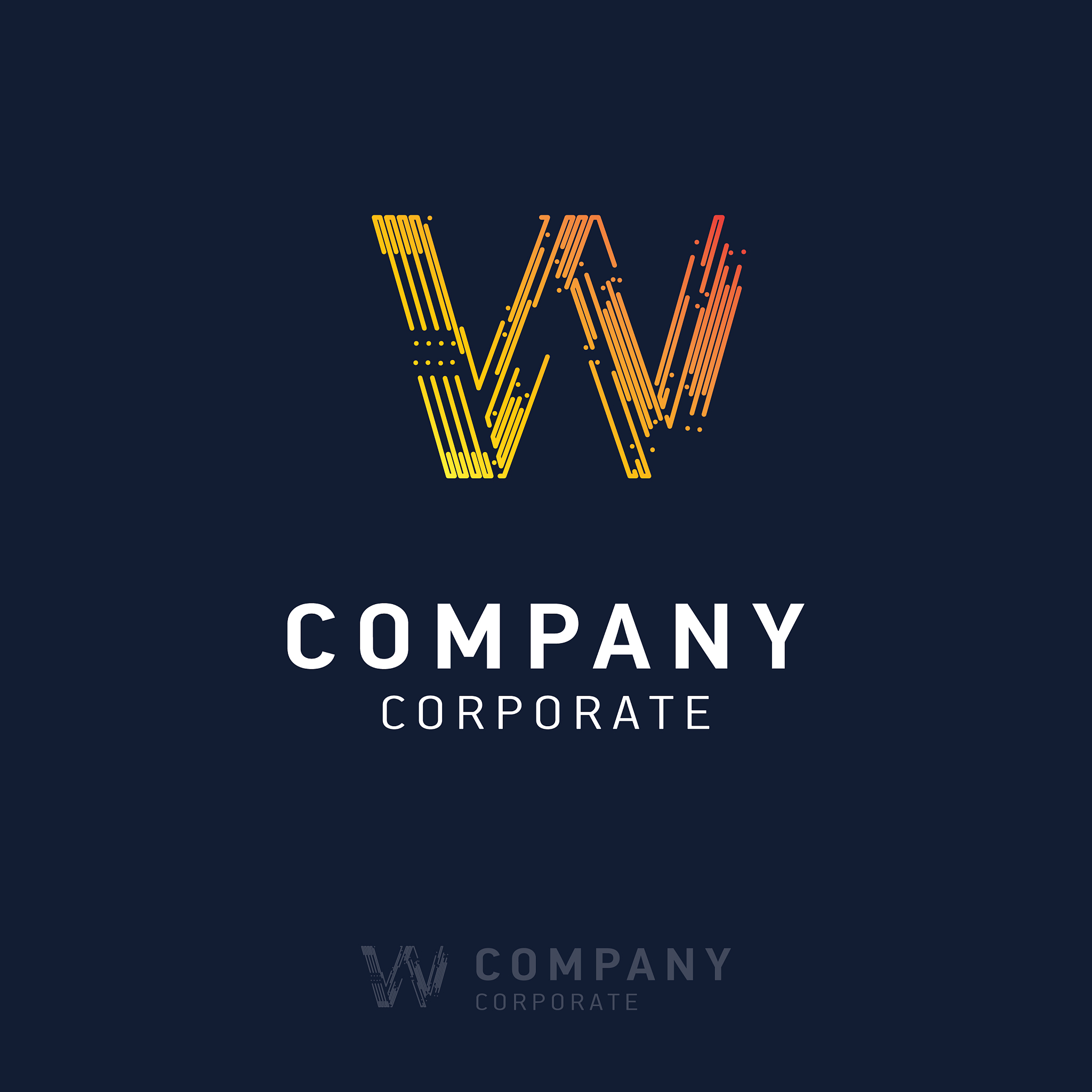 w company logo design with visiting card