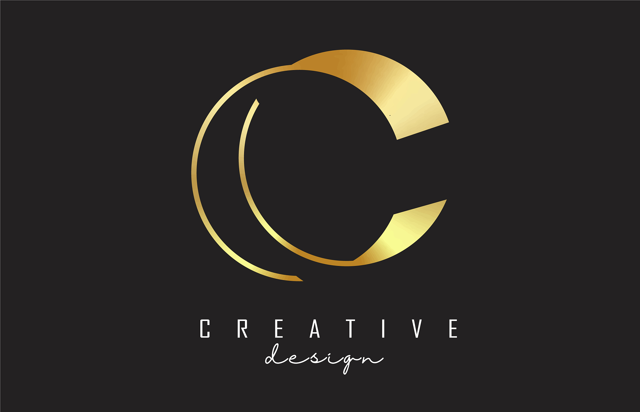 golden c letter logo monogram design with golden