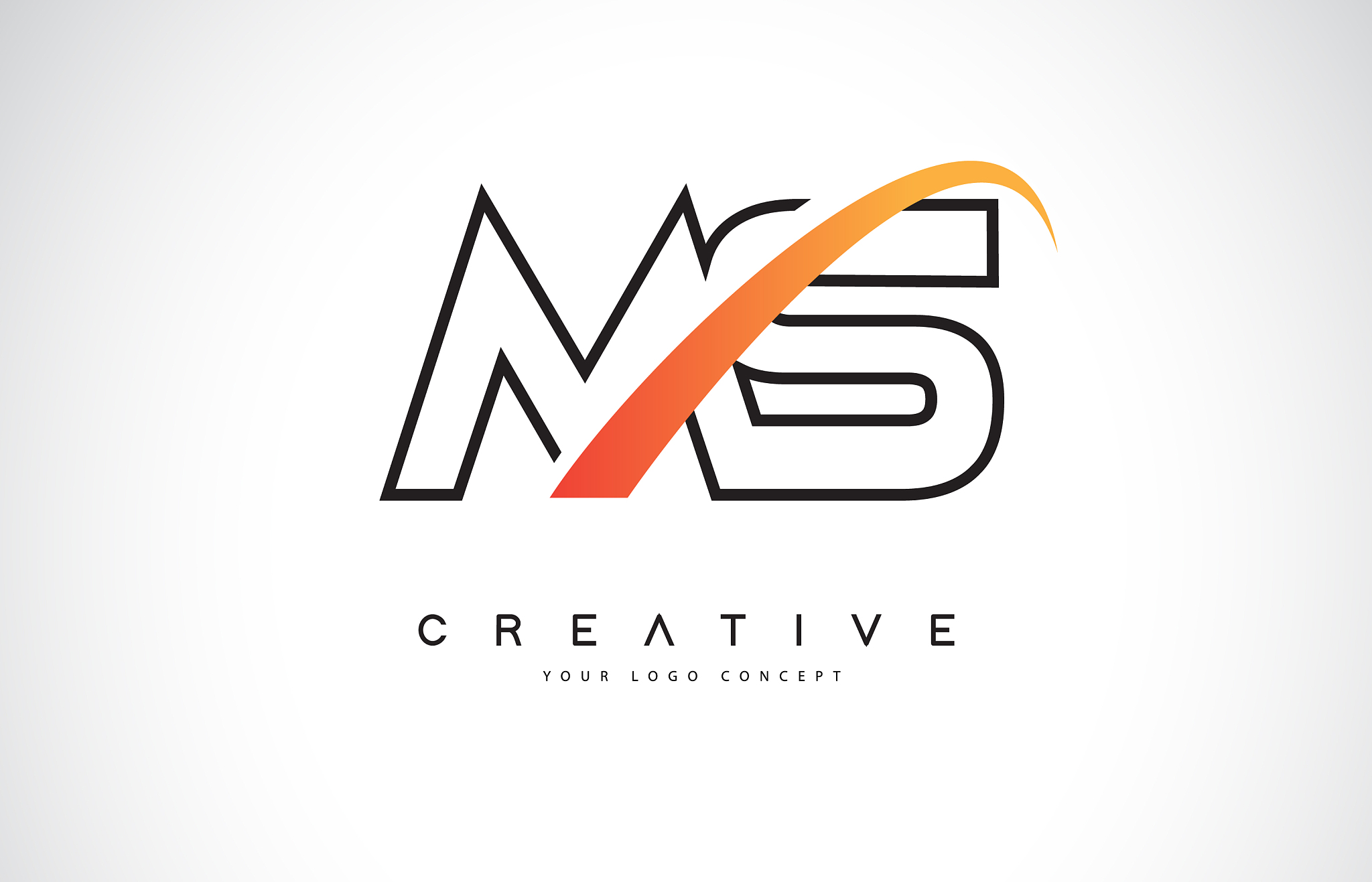 ms m s swoosh letter logo design with modern