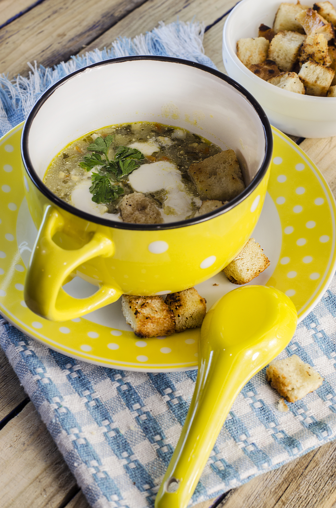 soup with croutons and cream