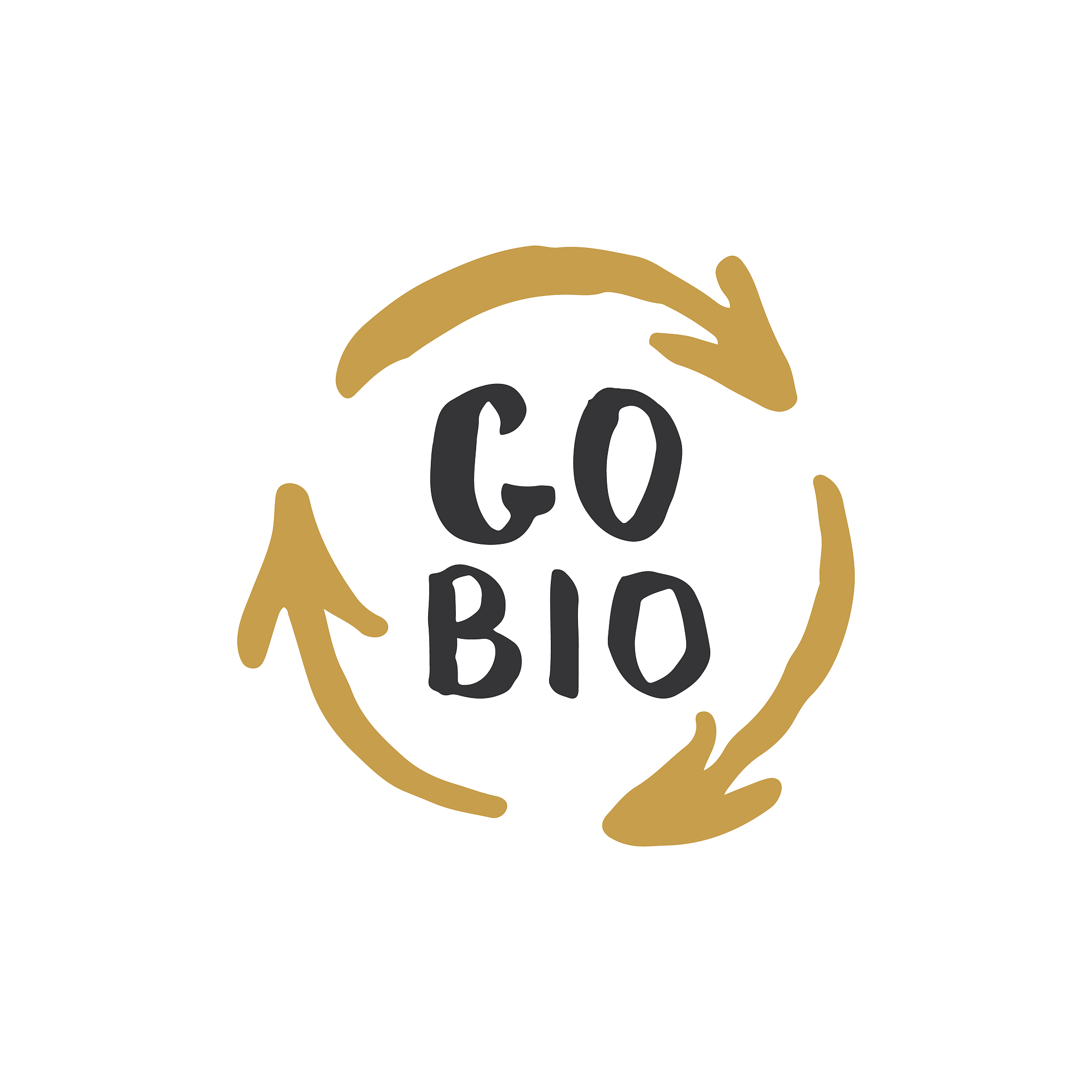 go bio lettering label. calligraphic hand drawn eco friendly ske