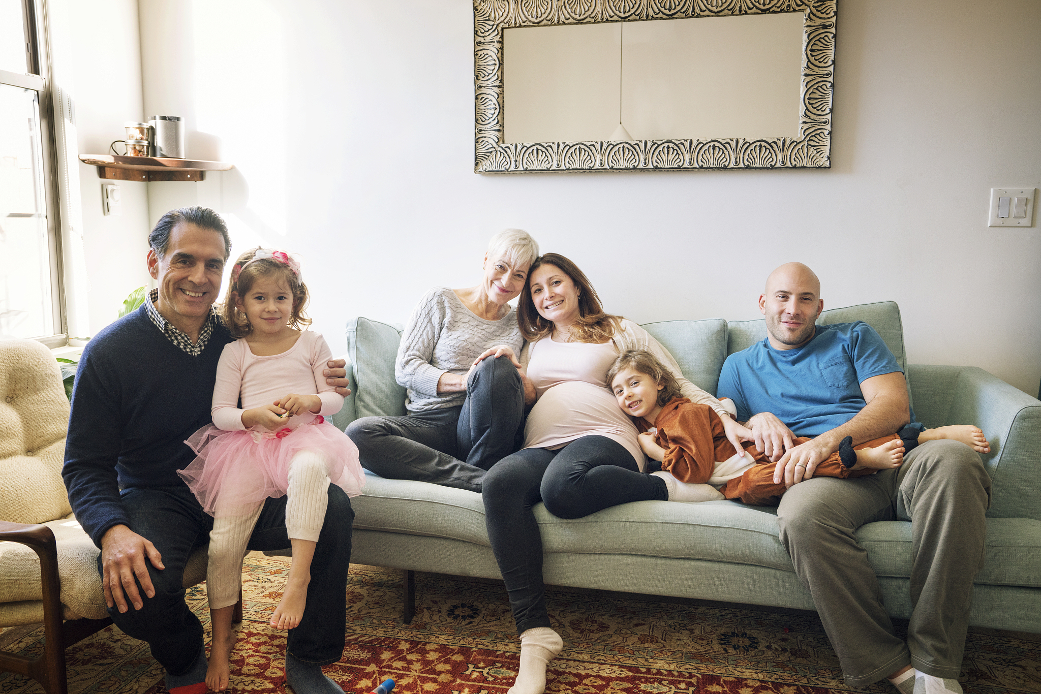 portrait of family relaxing at home