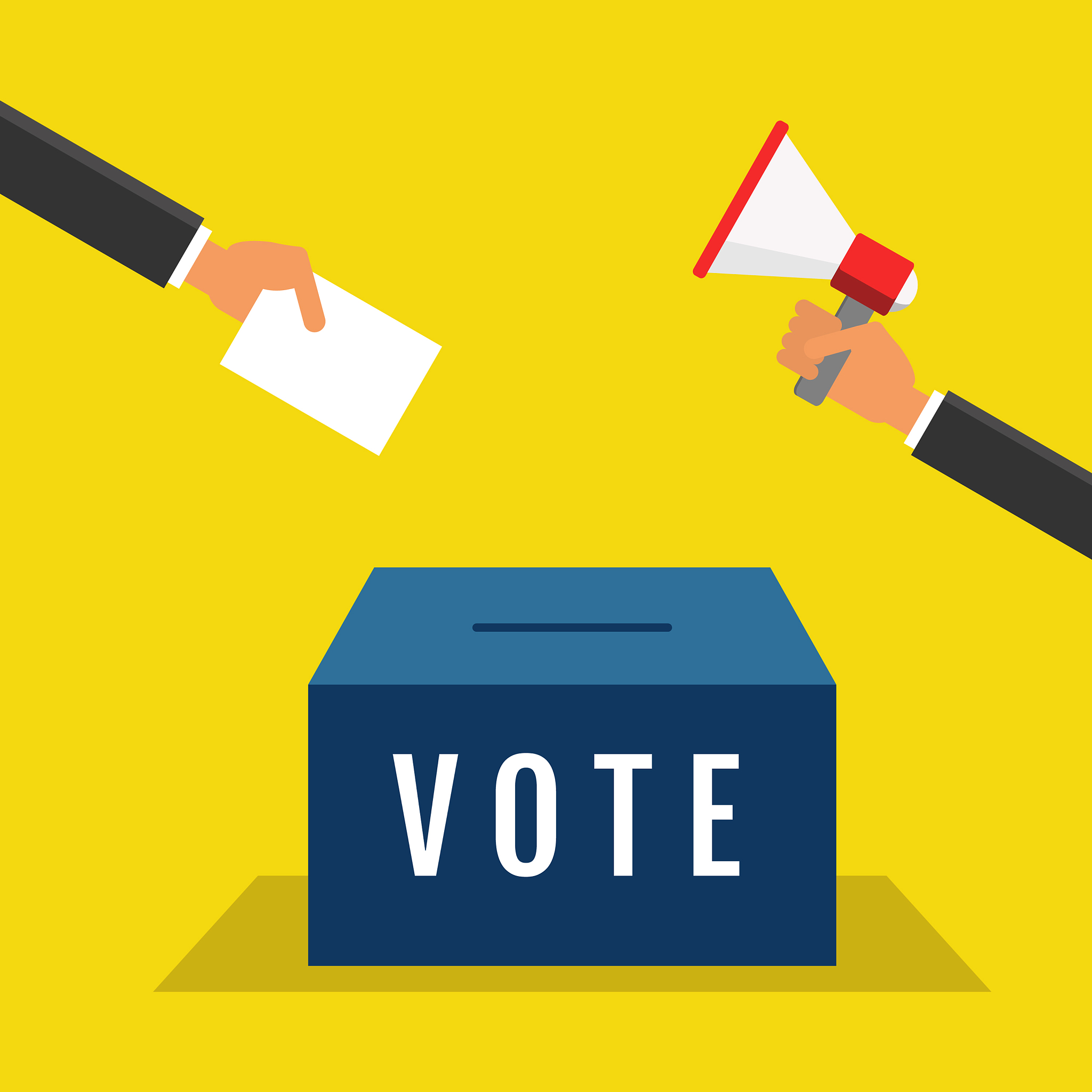 voting concept hand puts voting paper in ballot