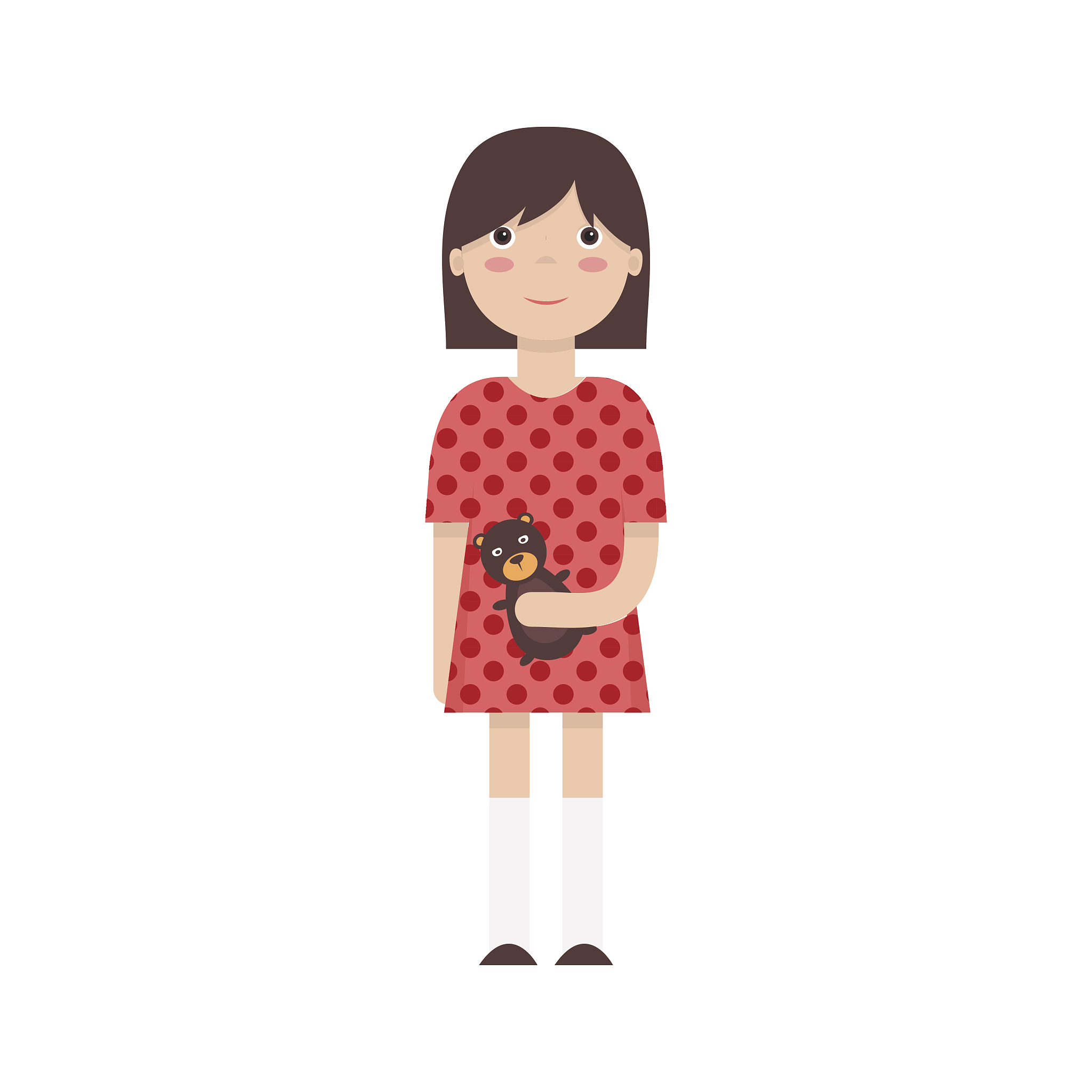 flat illustration of a girl with a teddy bear