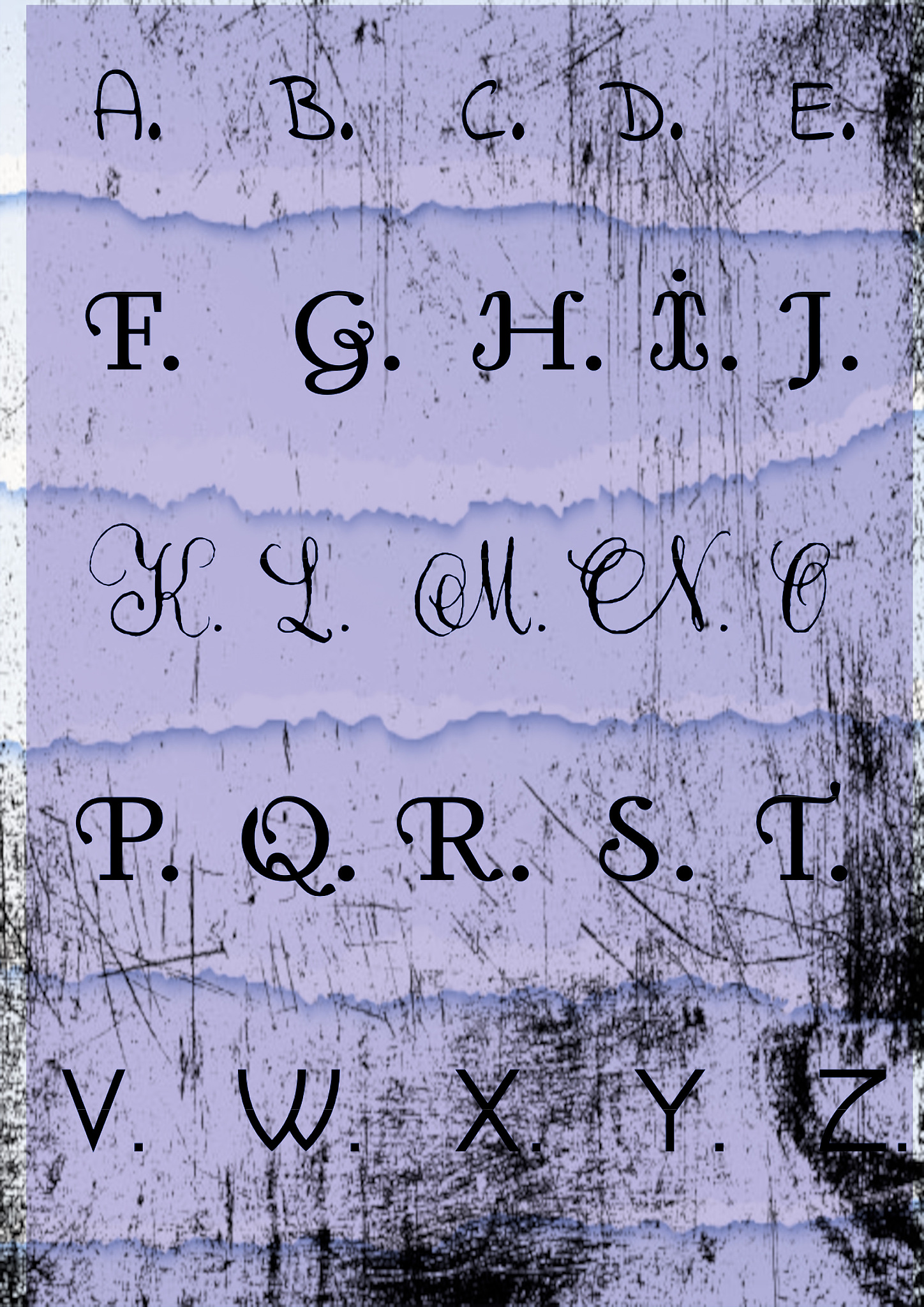 alphabet ink scratched and roped graphic