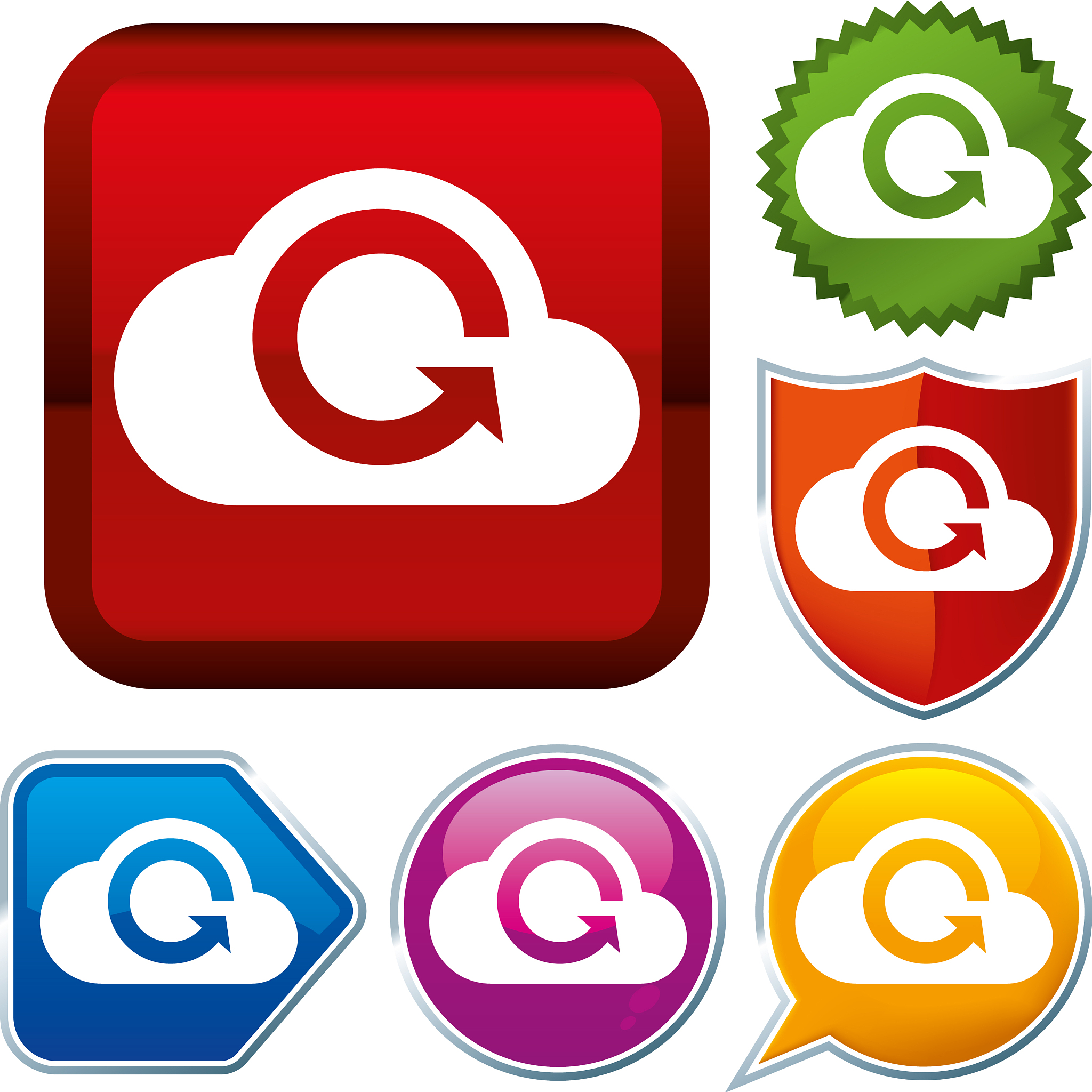 set shiny icon series on buttons cloud computing