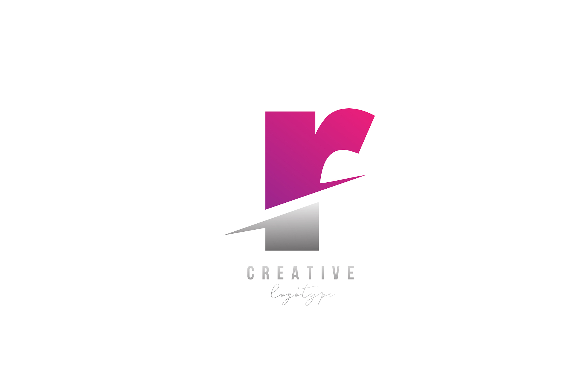 r pink and grey letter logo alphabet icon design