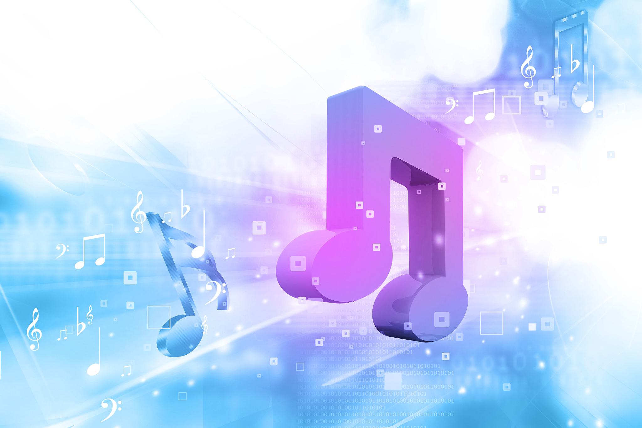 abstract musical background with 3d musical note