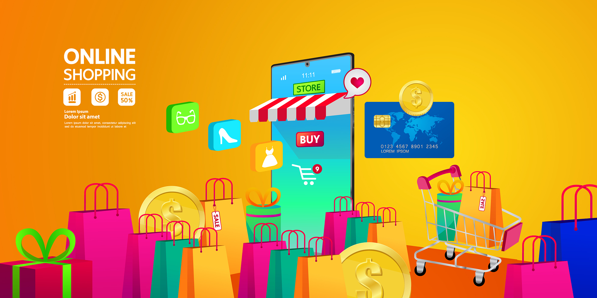 shopping online on website or mobile application