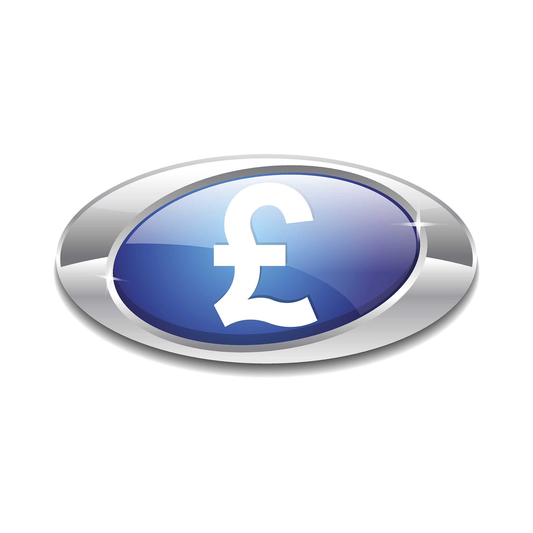 pound currency sign elliptical vector blue web icon button