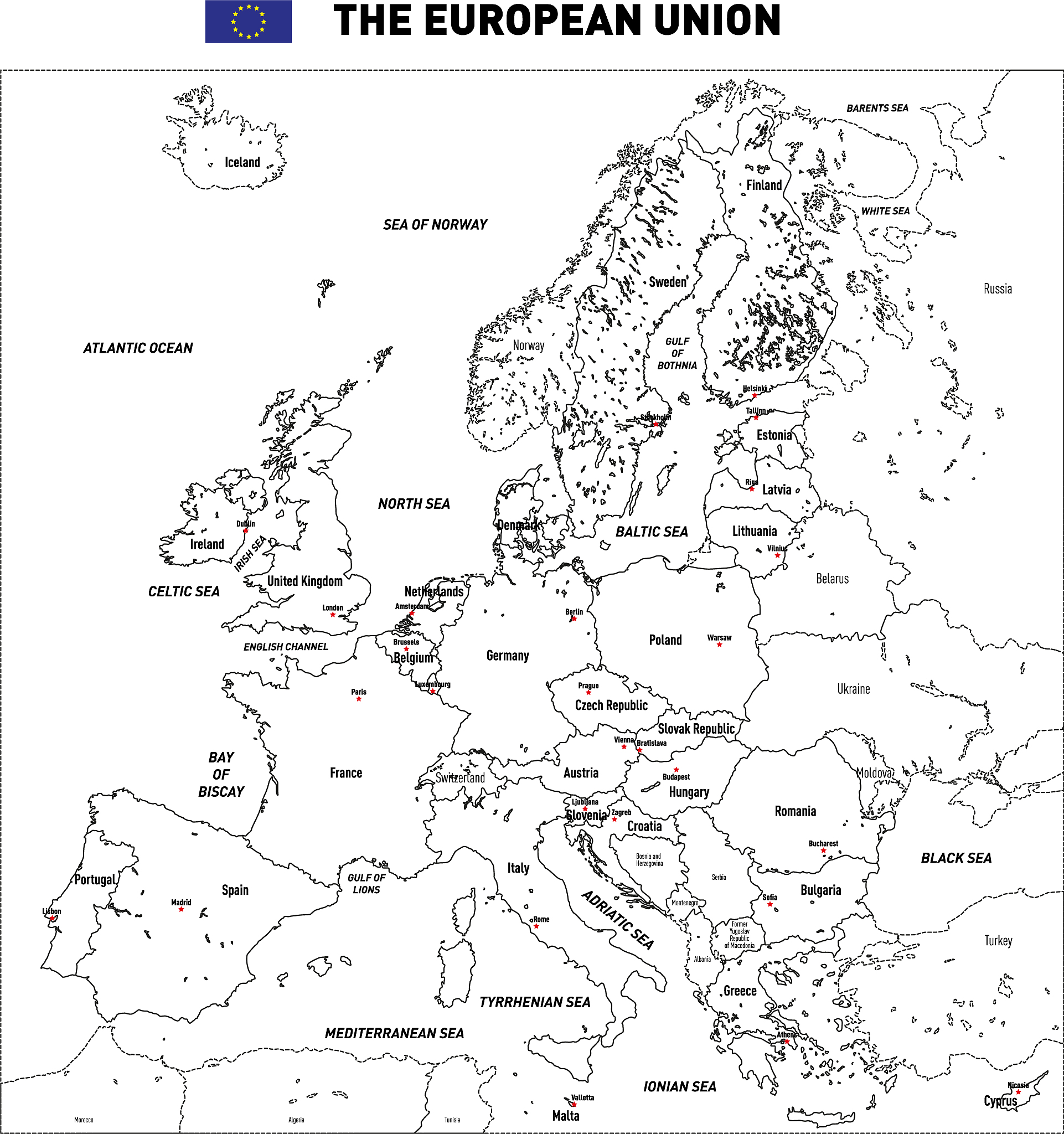 detailed political map of the european union