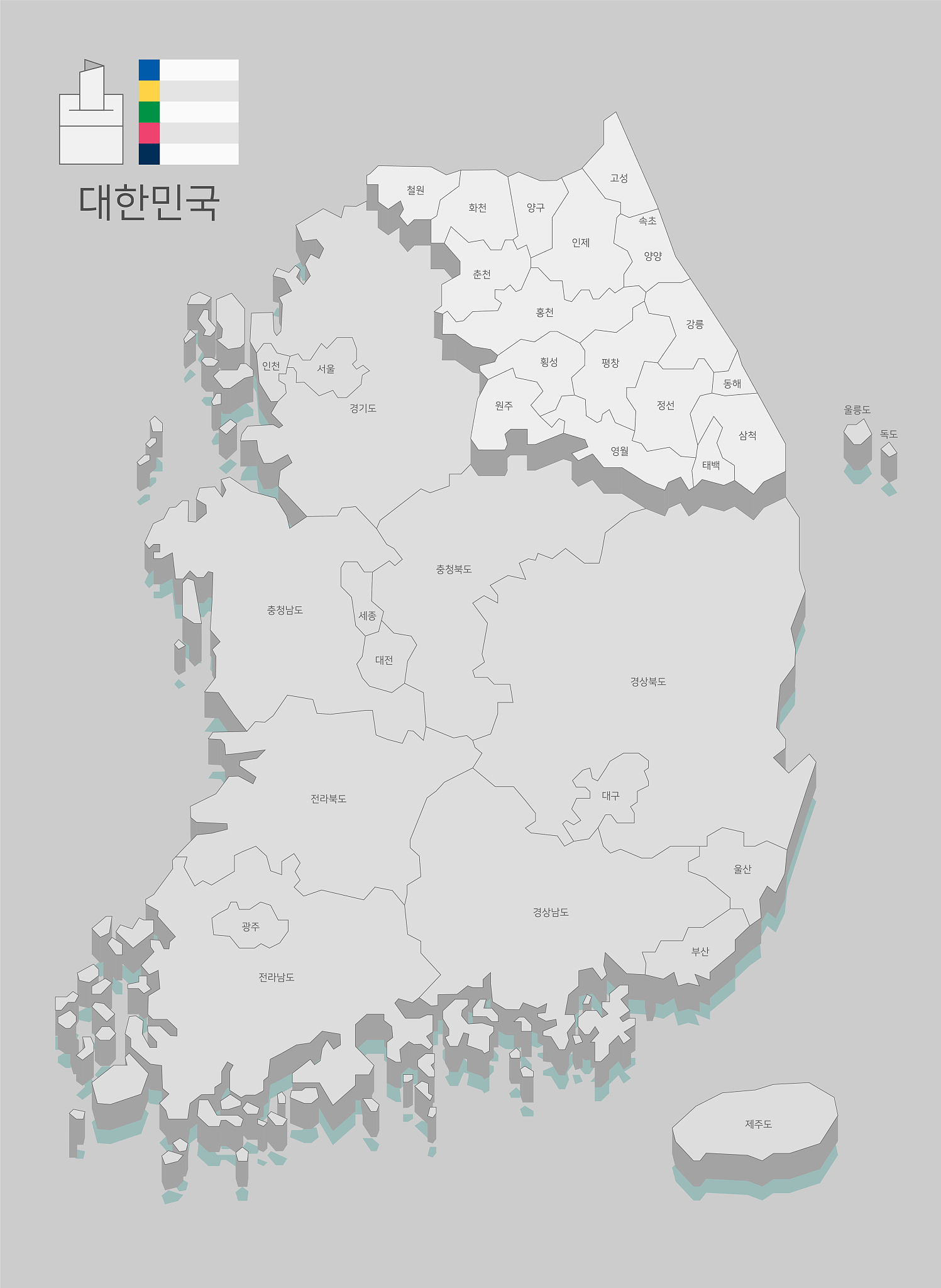 local map of south korea line vector illustration 021