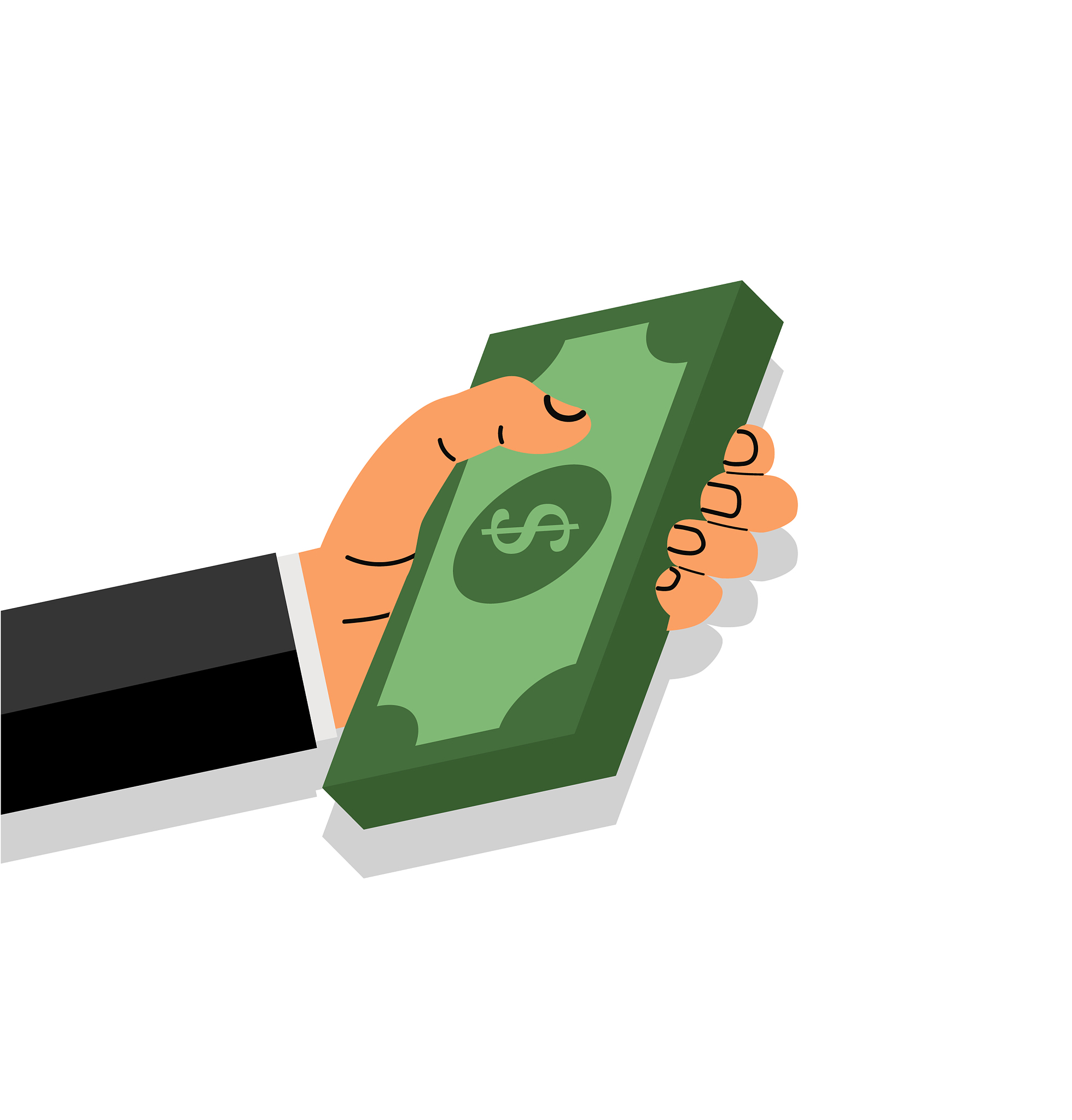 hand holding money flat design
