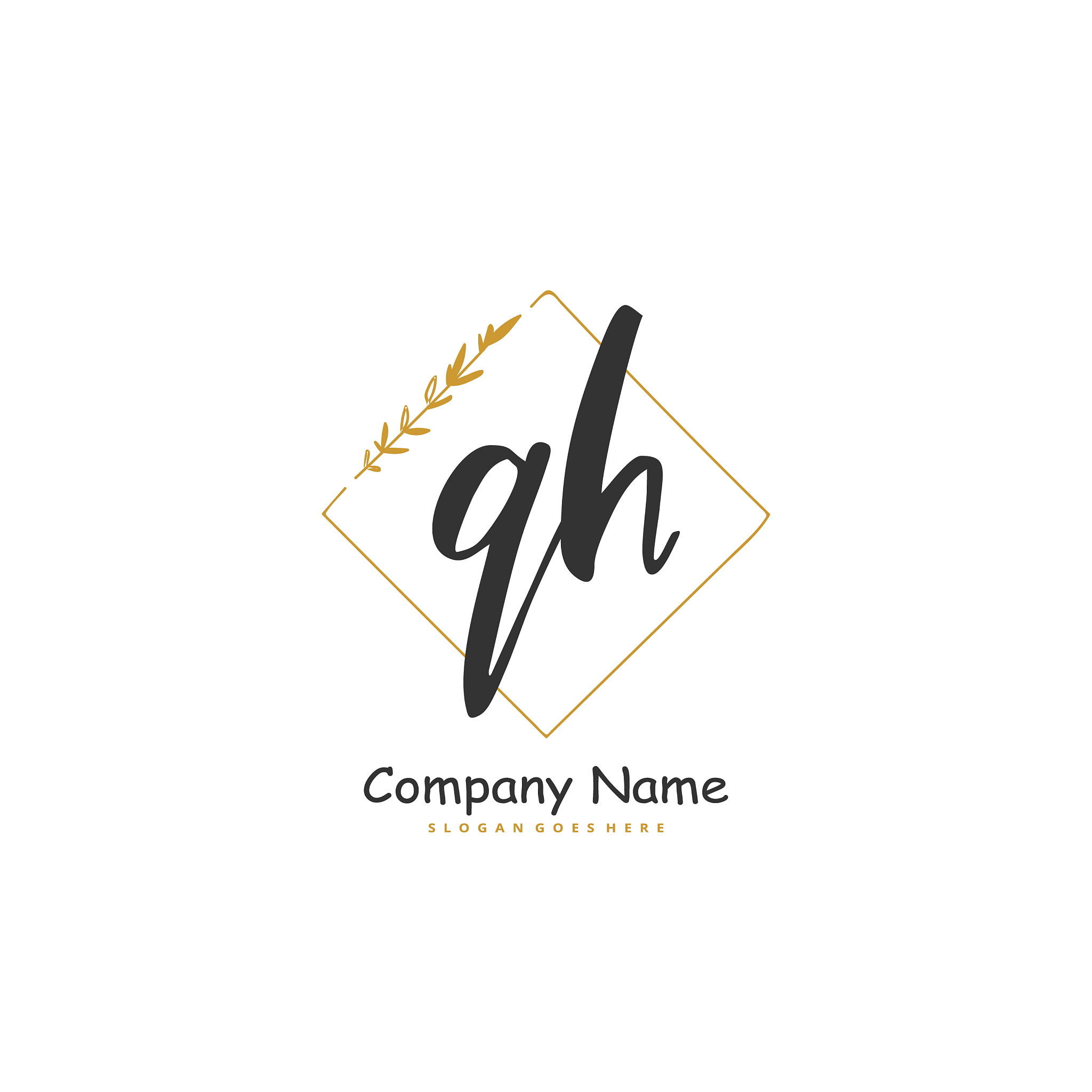 q h qh initial handwriting and signature logo