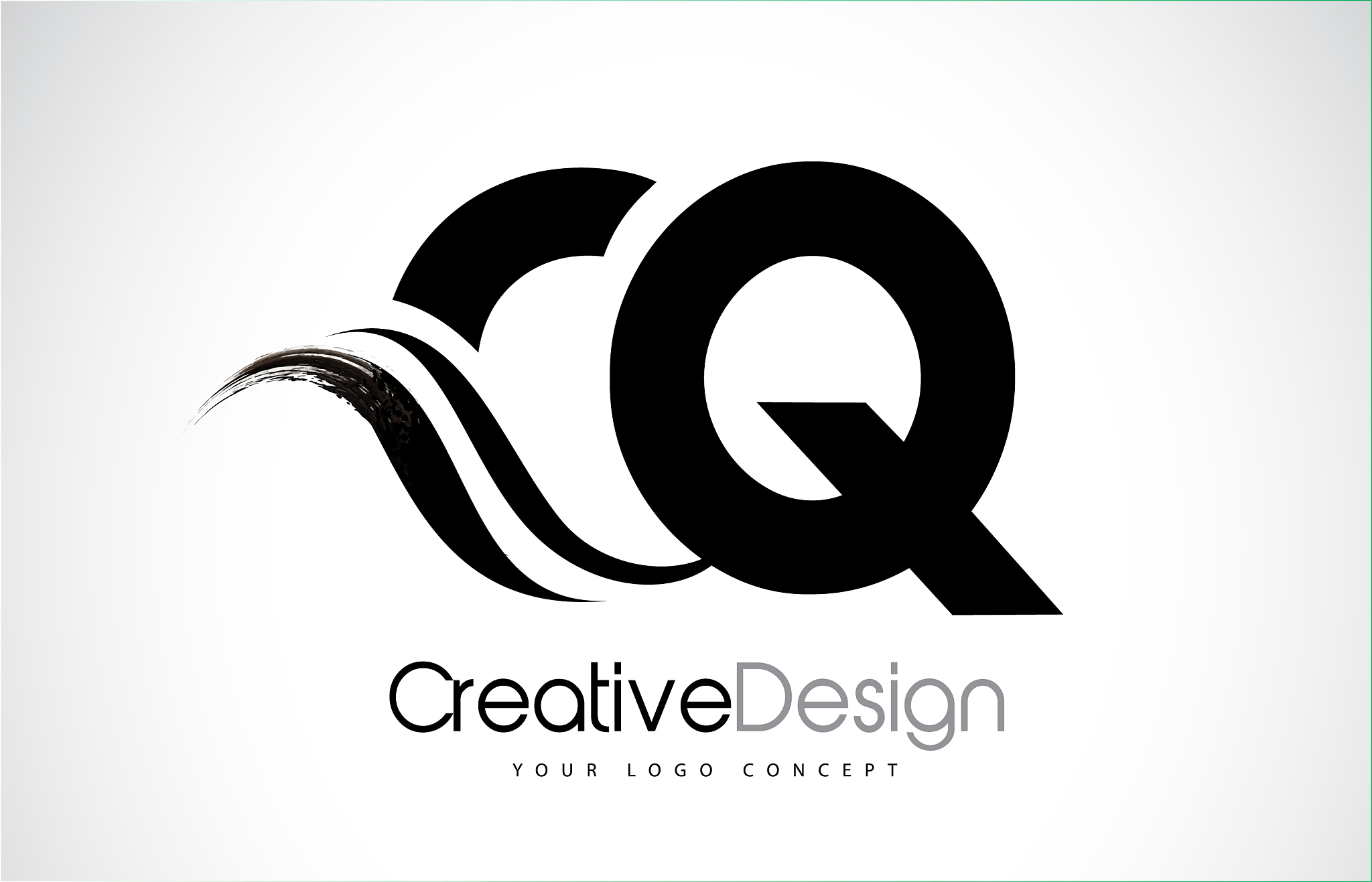 cq c q creative brush black letters design with