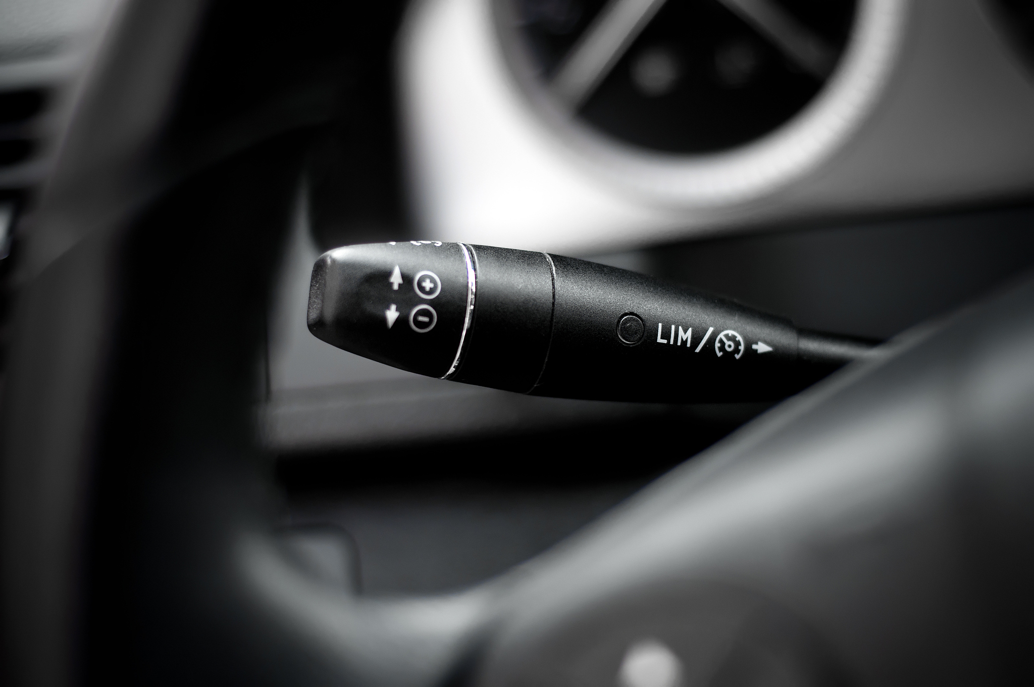 detail of speed  limitation, cruise control panel in modern car