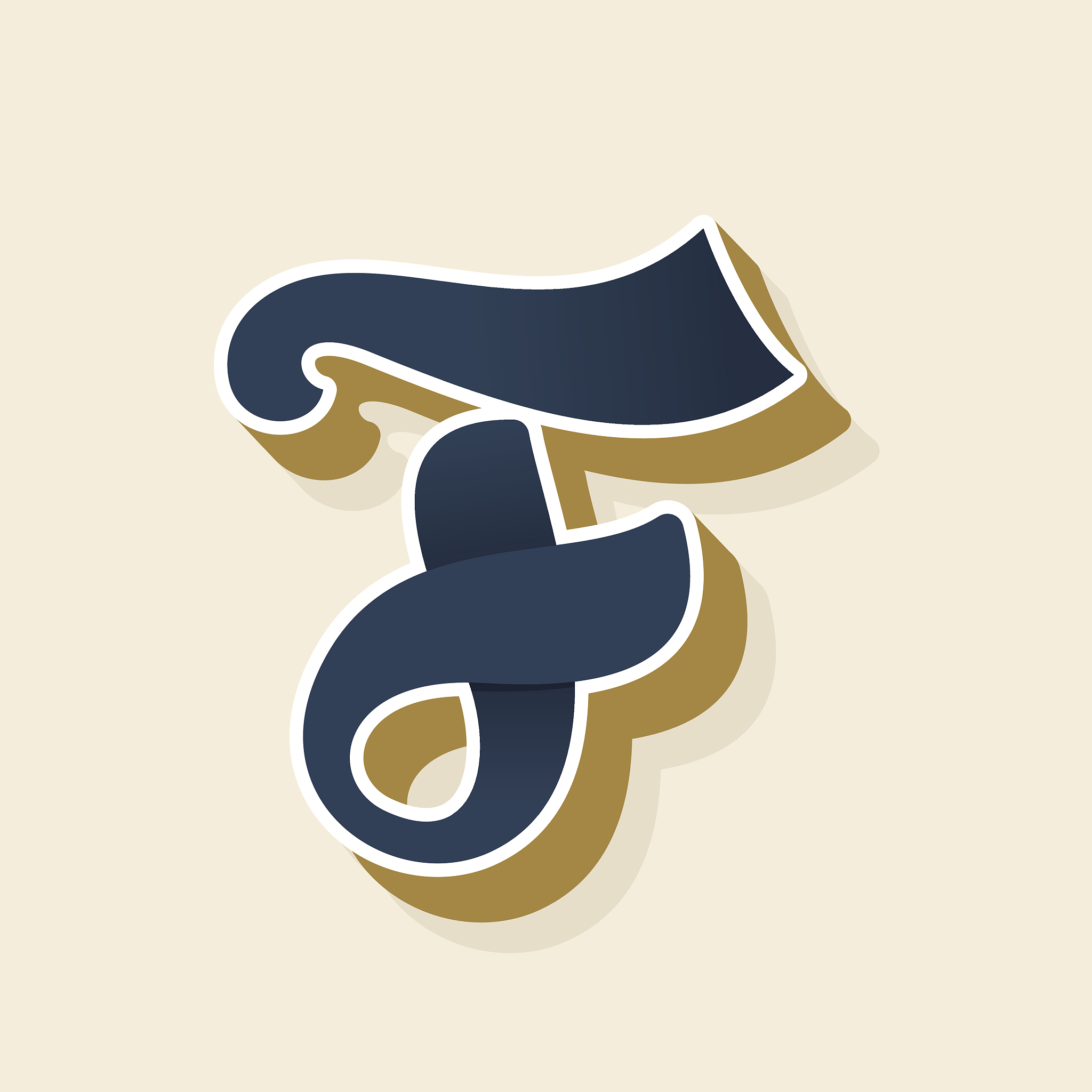 f letter icon in vintage style.