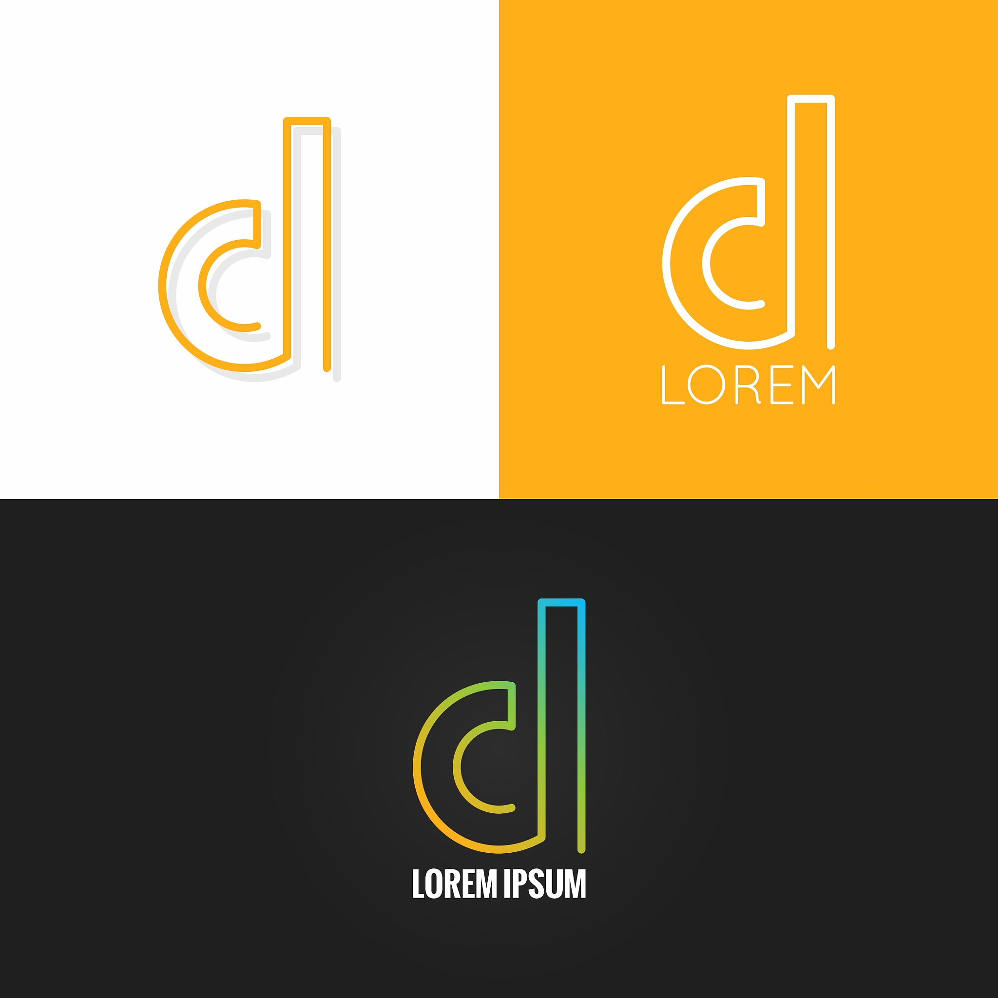 letter d logo alphabet design icon set background