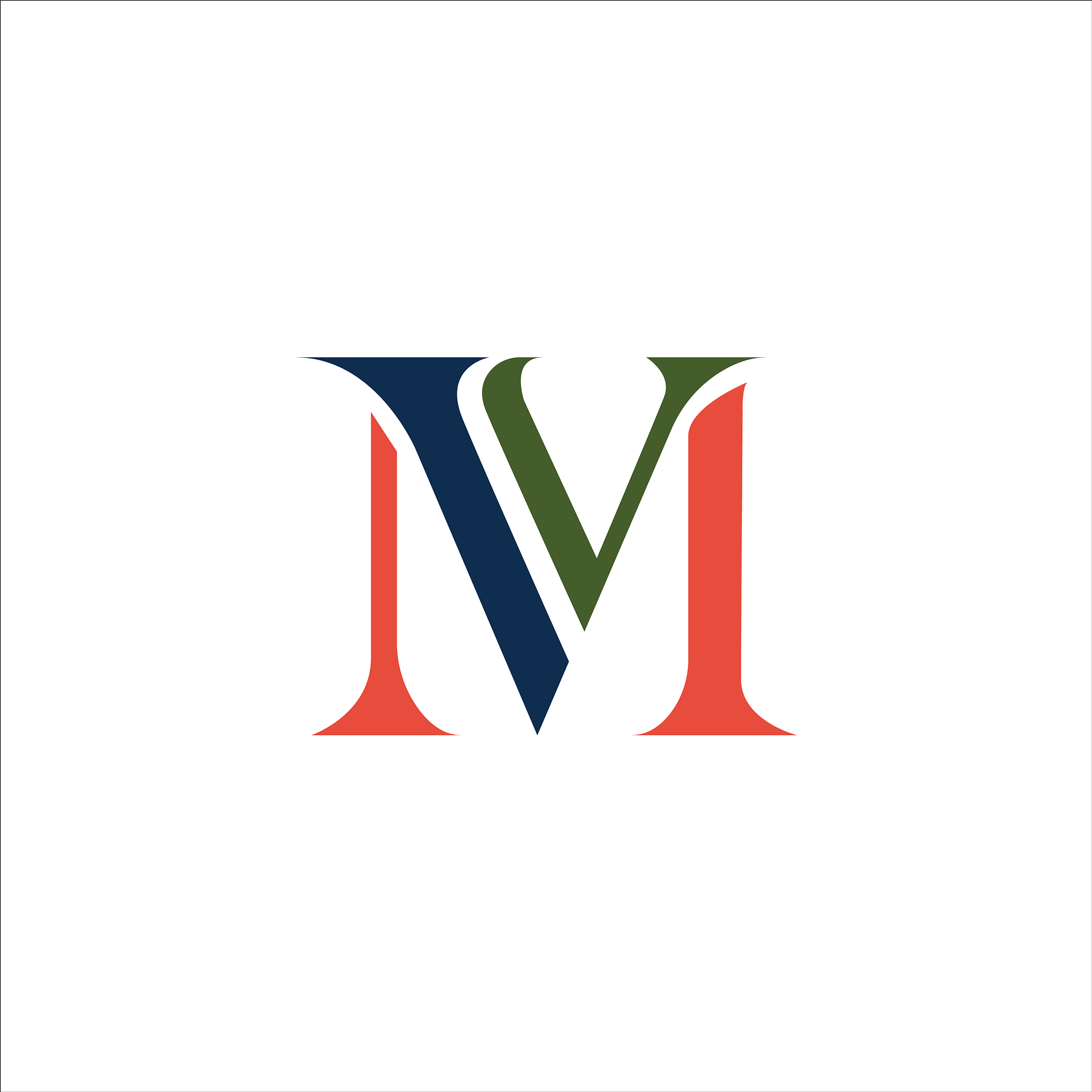 initial letter mv or vm logo design template