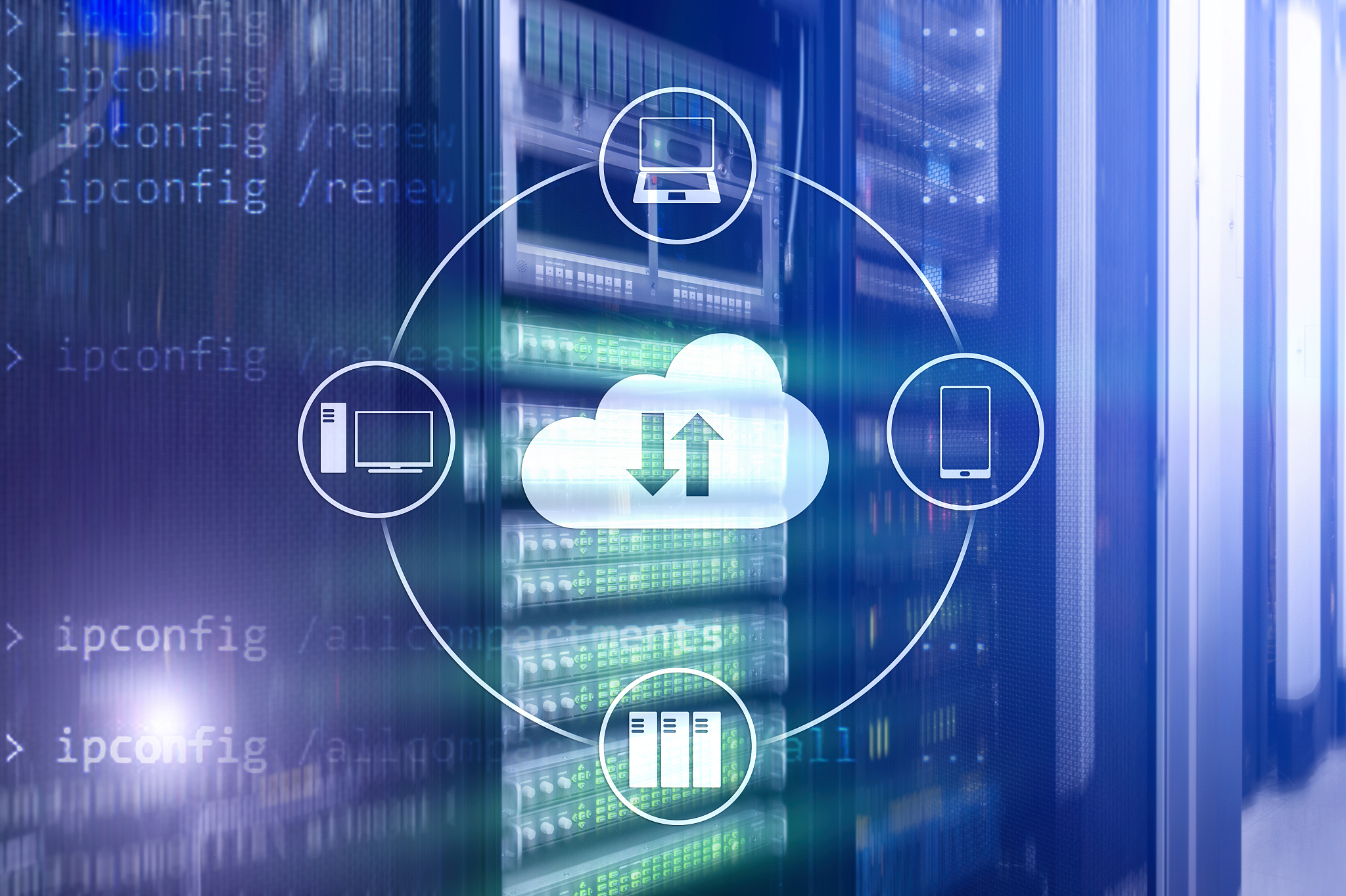 cloud server and computing, data storage and processing. interne