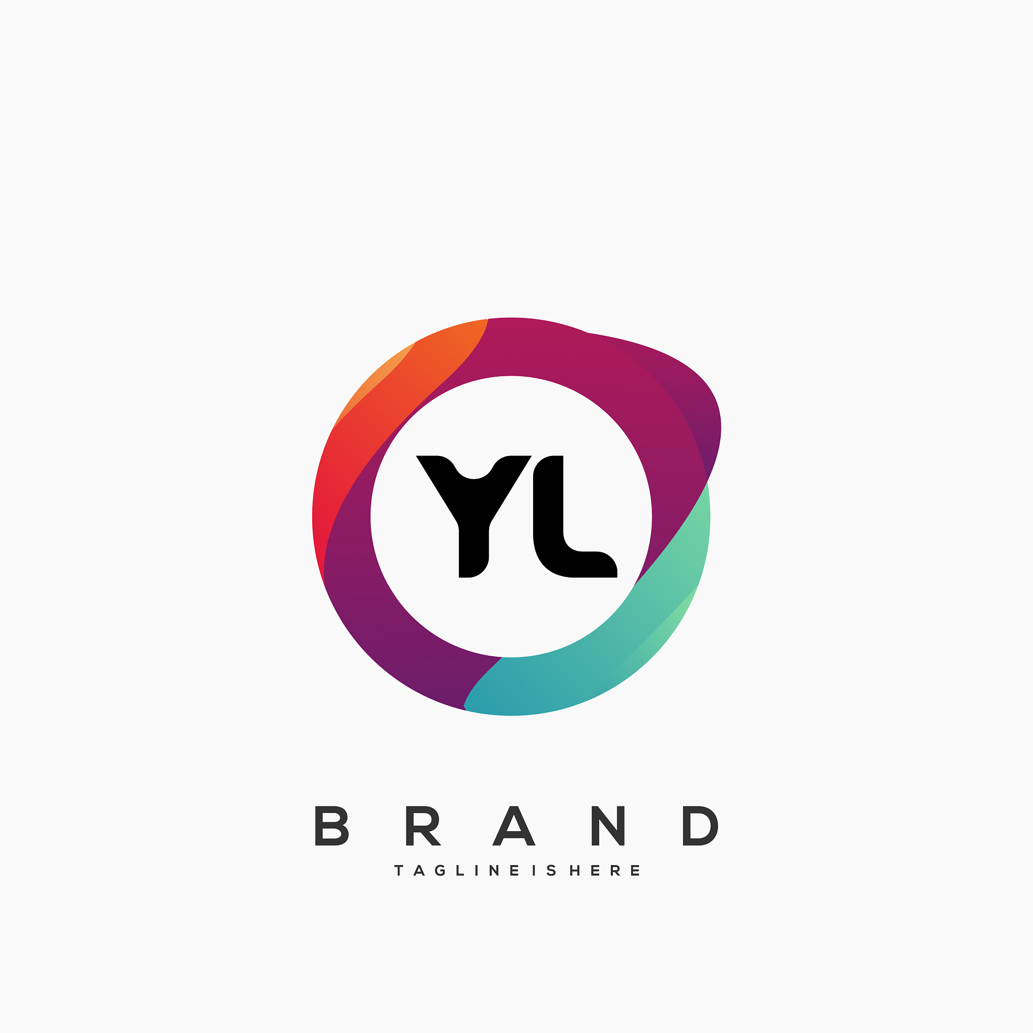 letter yl gradient color logo design