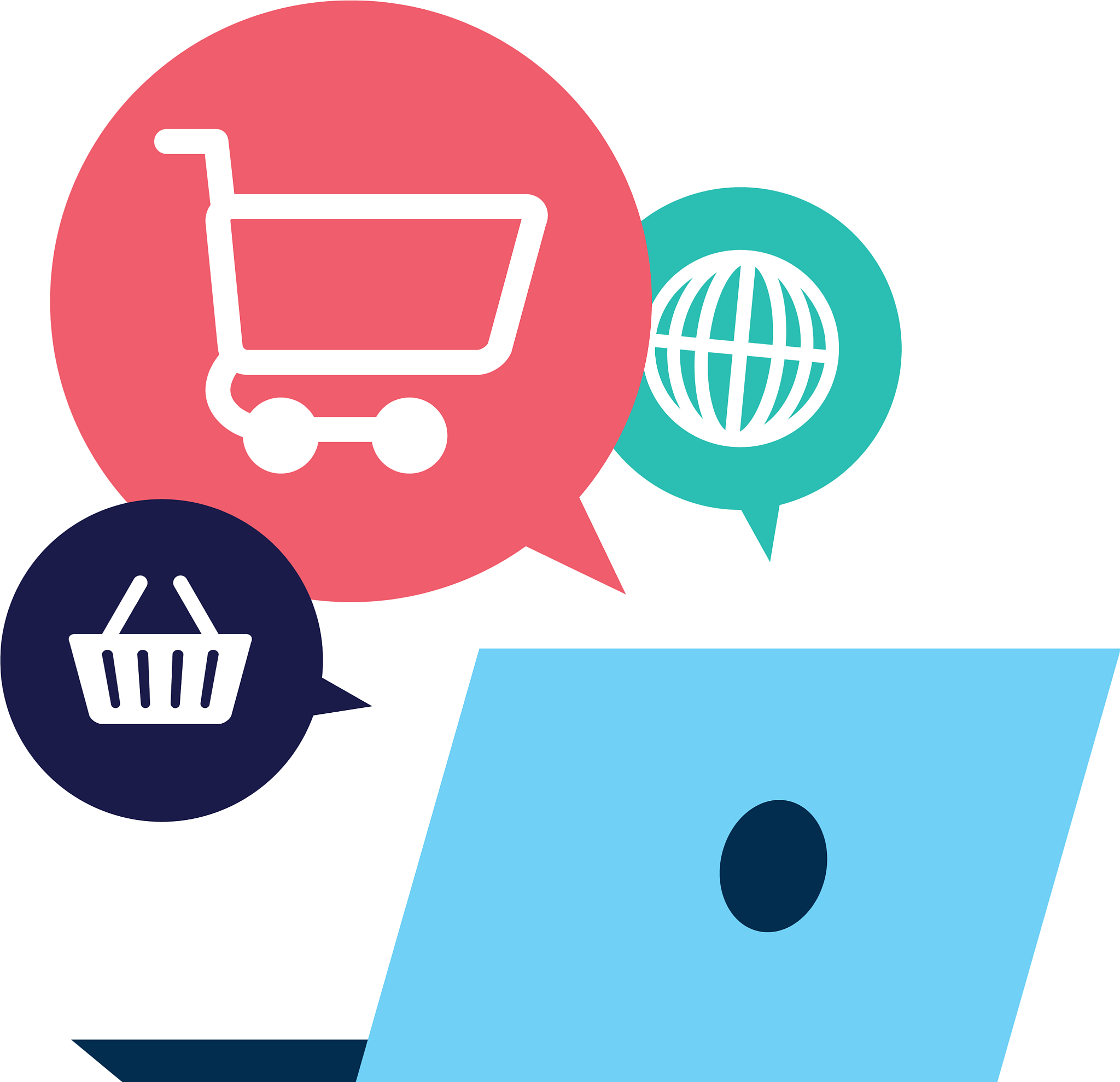laptop computer with ecommerce icons