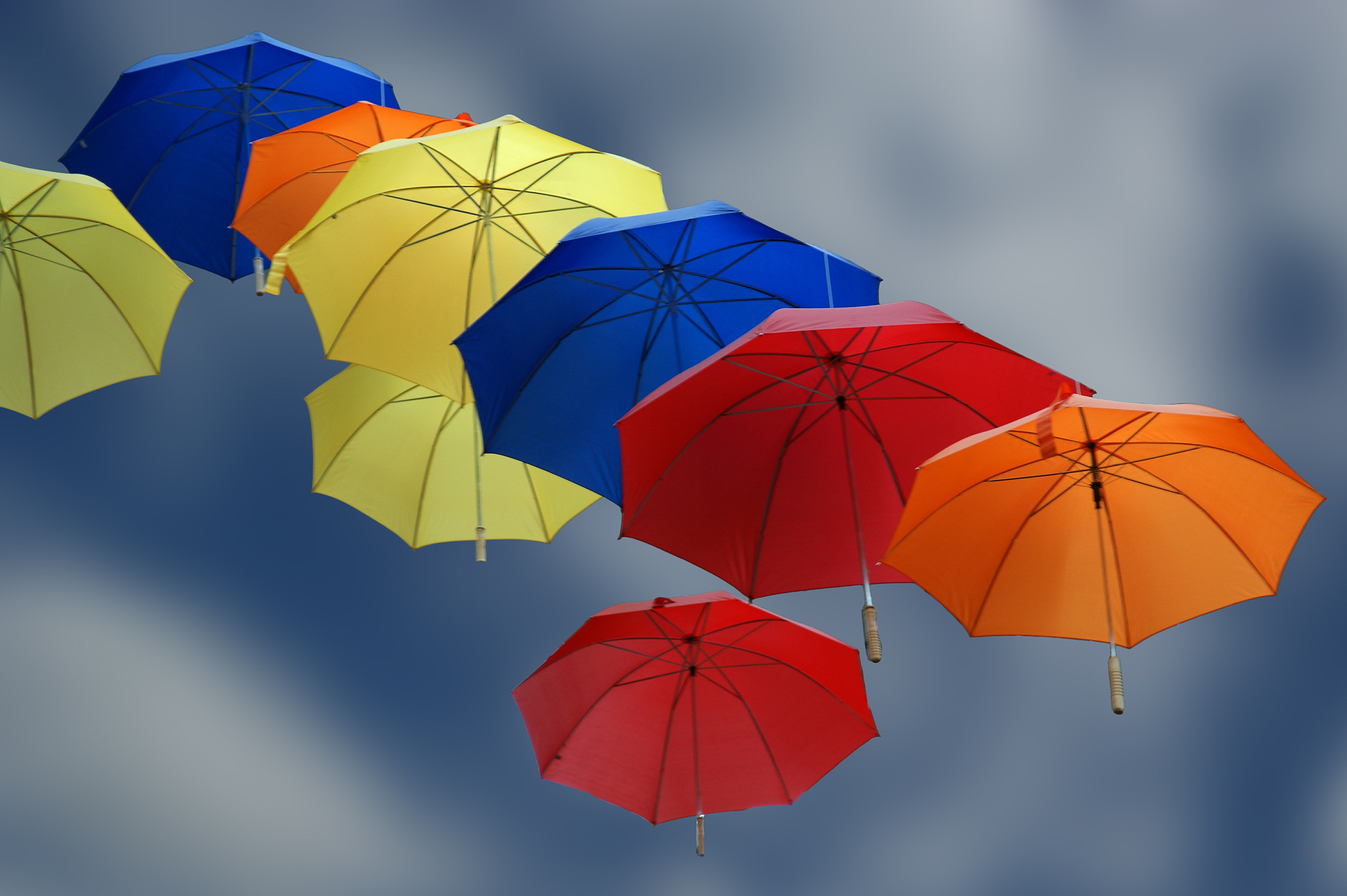 colorful umbrellas on the background