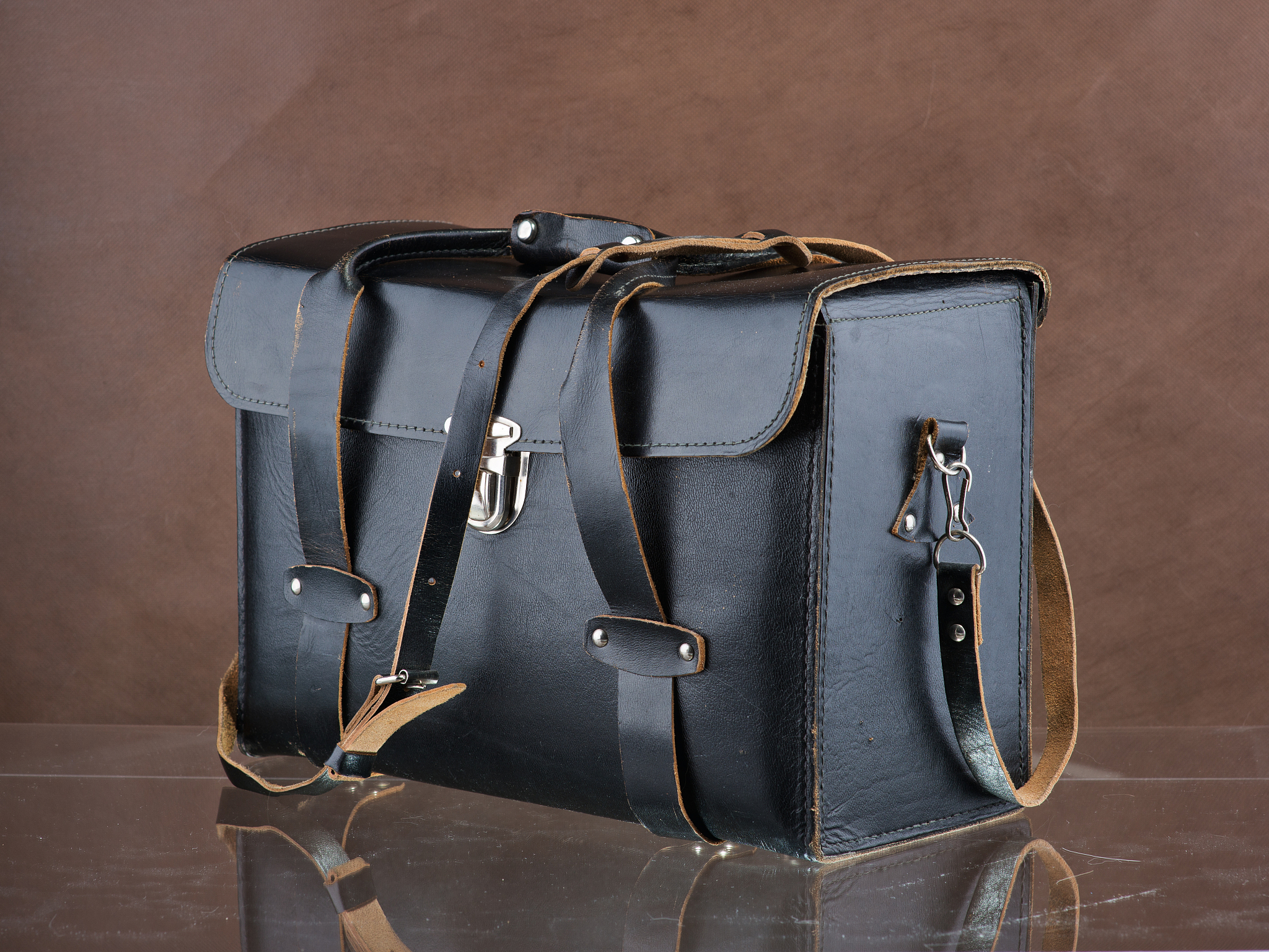 leather black bag for photocamera and accessories