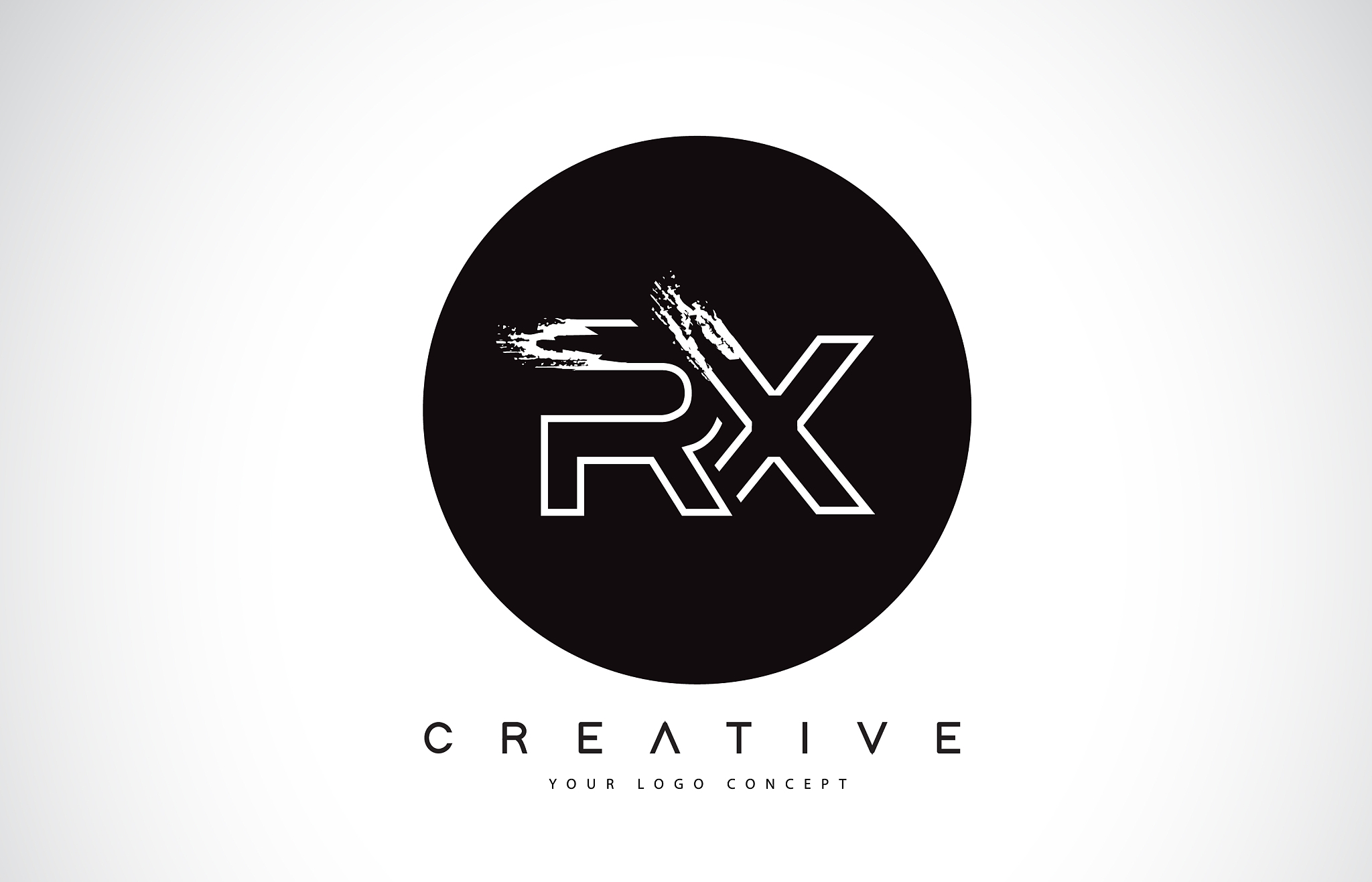 rx modern leter logo design with black and white
