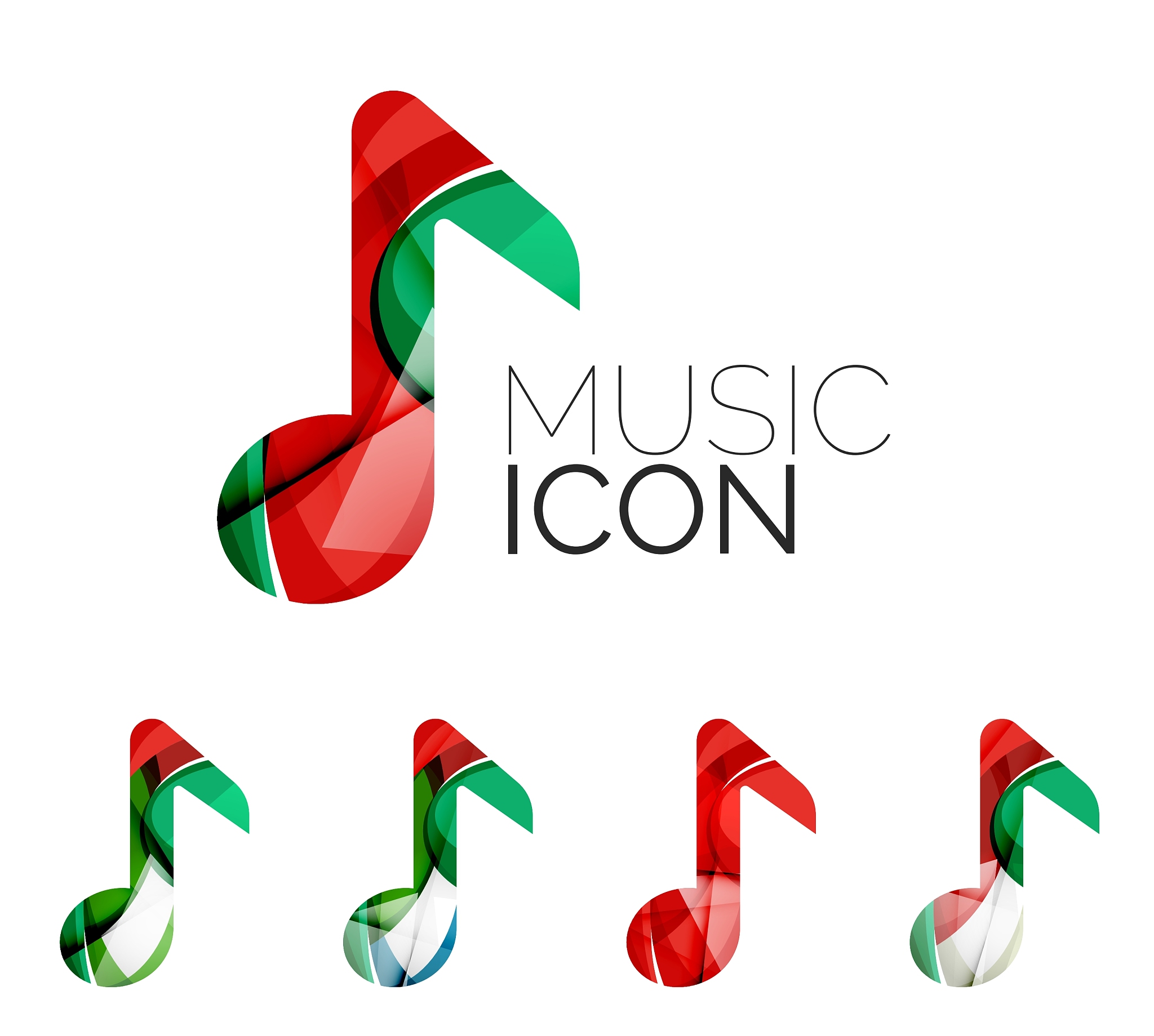 set of abstract music note icon business logotype