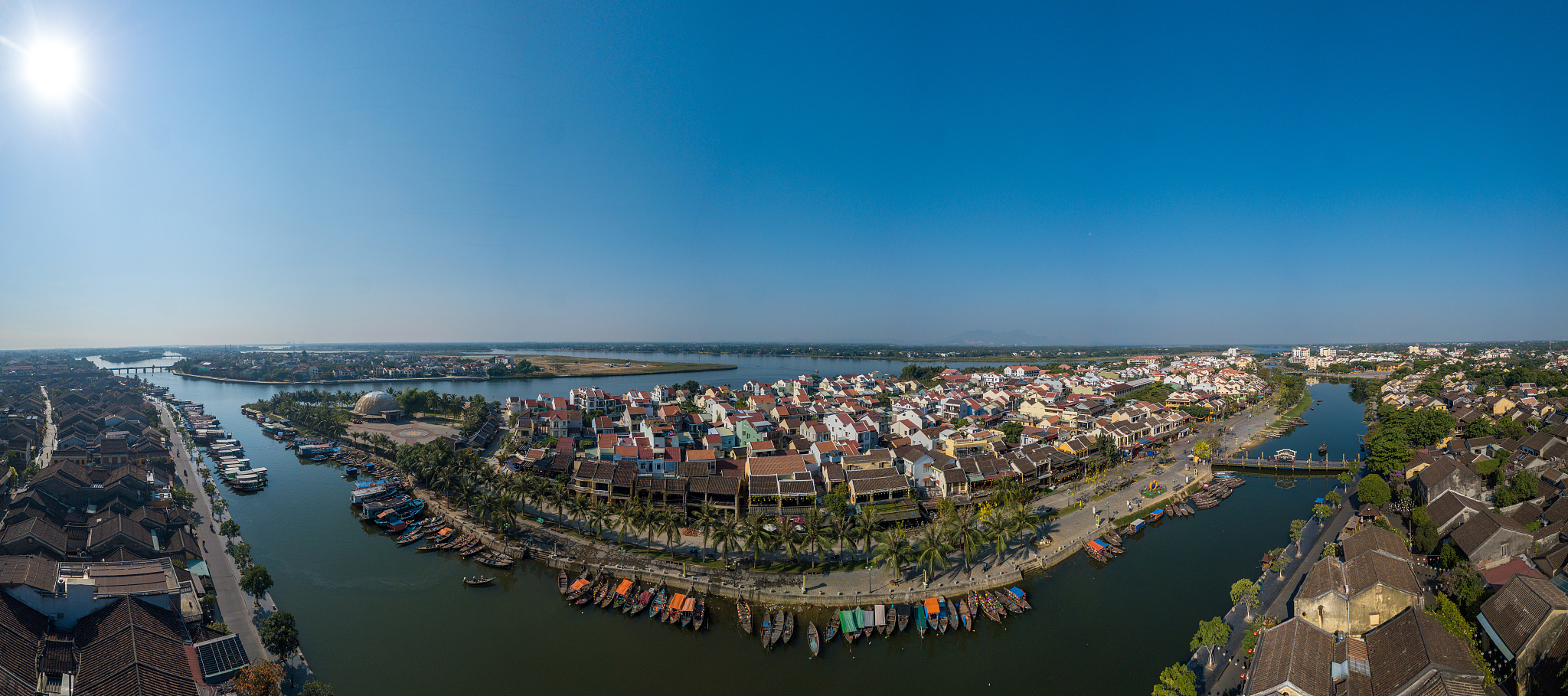 panorama aerial view of hoi an old town or hoian ancient town