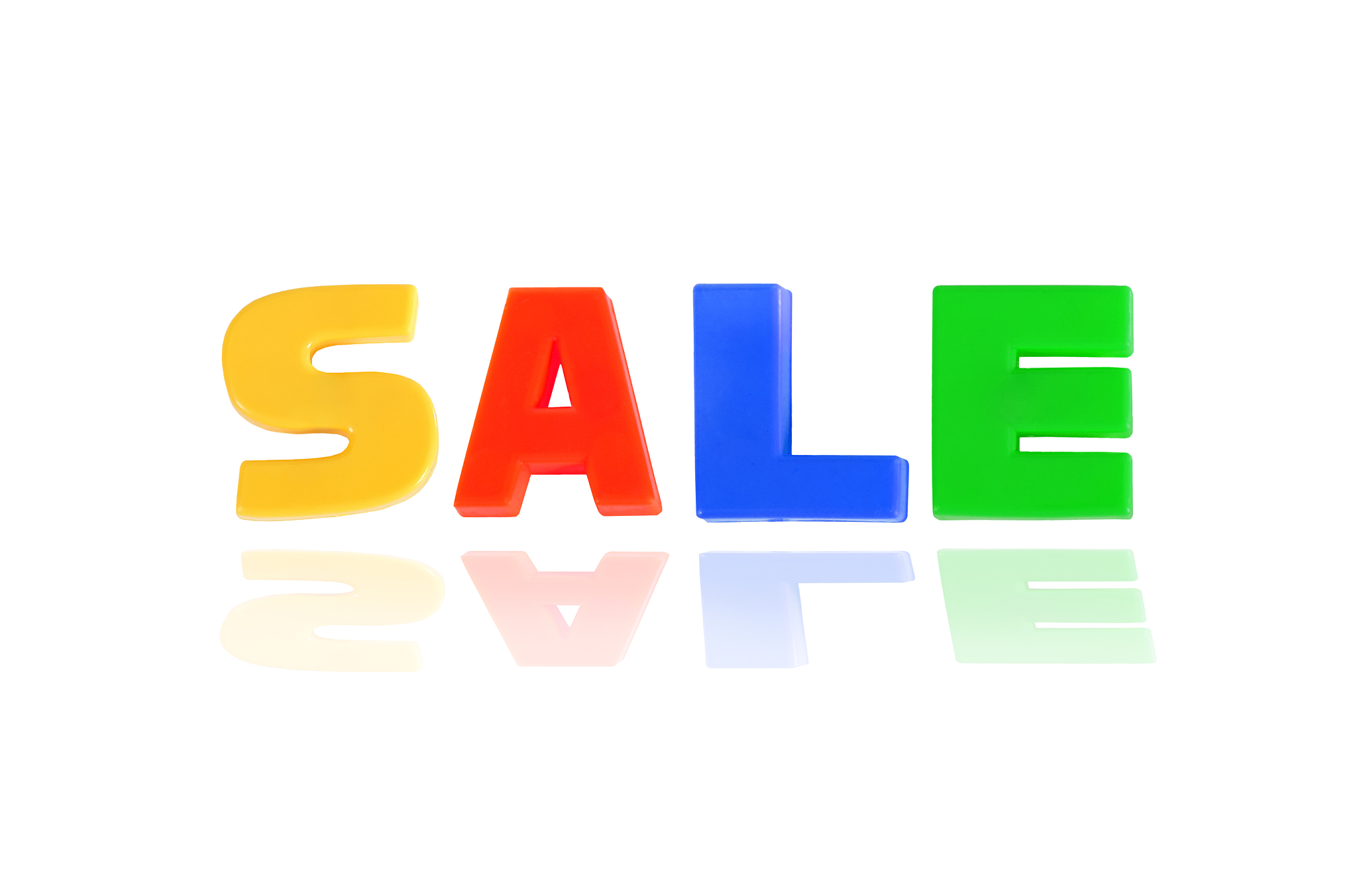 sale written in multicolored plastic kids letters