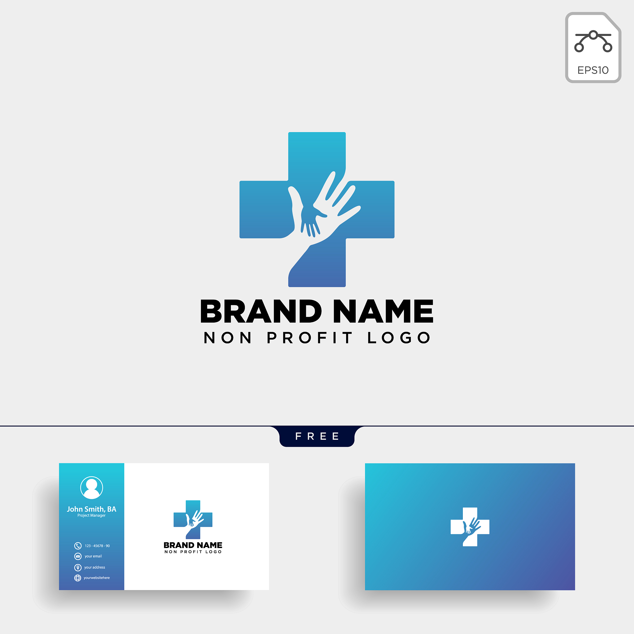 cross hand medical health care logo template