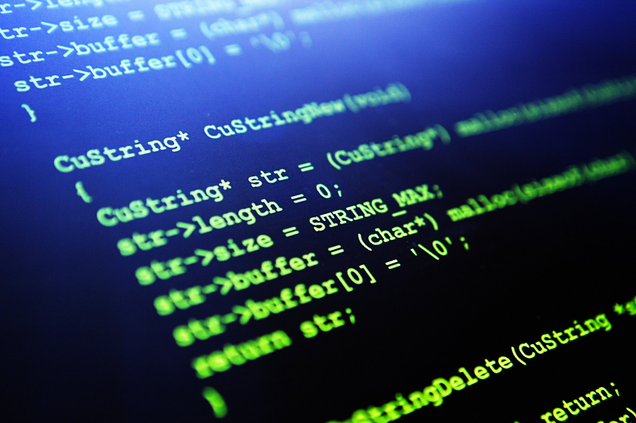 computer programming source code displayed on a pc monitor