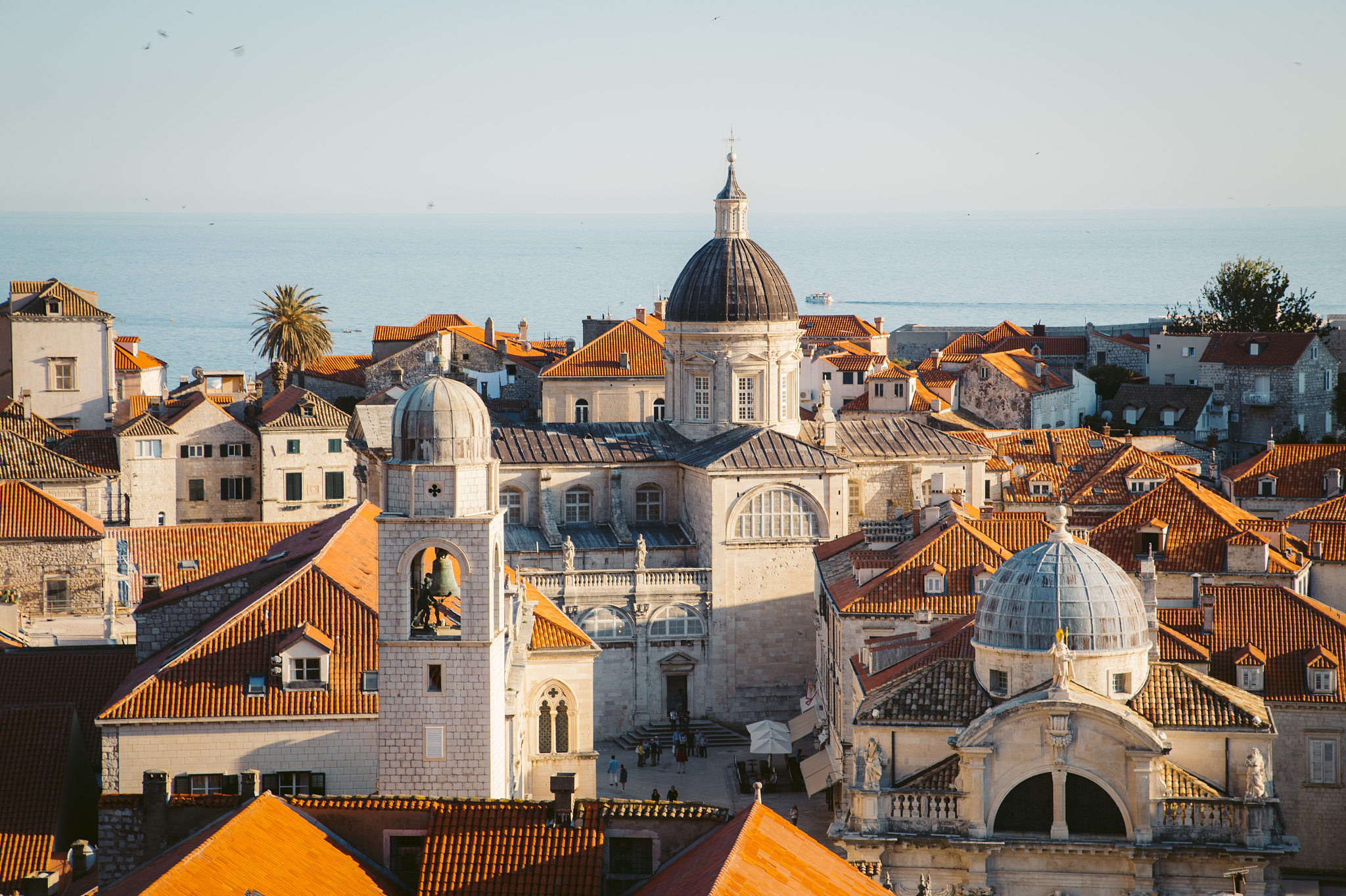 dubrovnik terra cotta rooftops at sunset, dalmatia, croatia