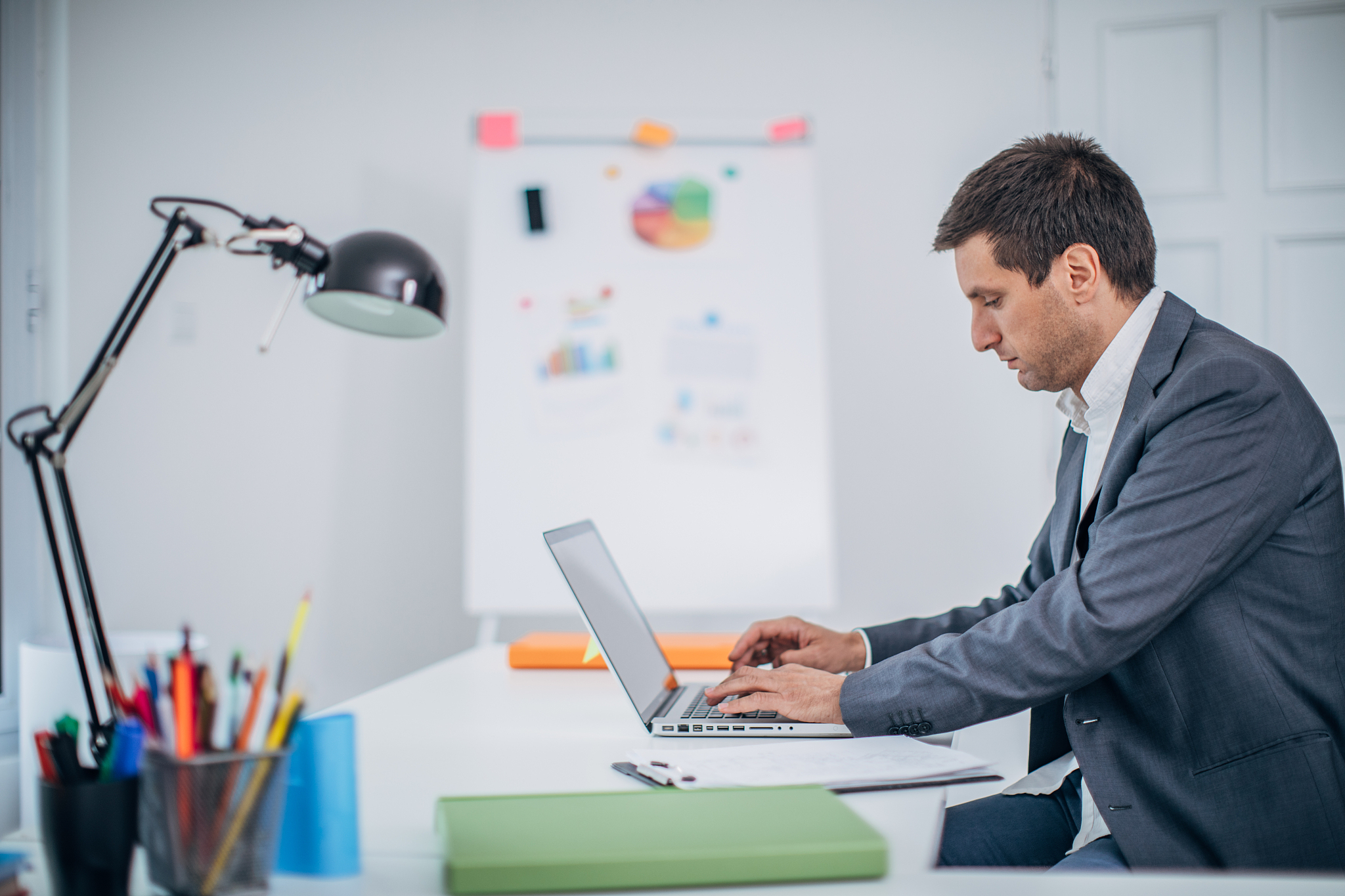 handsome businessman working in the office