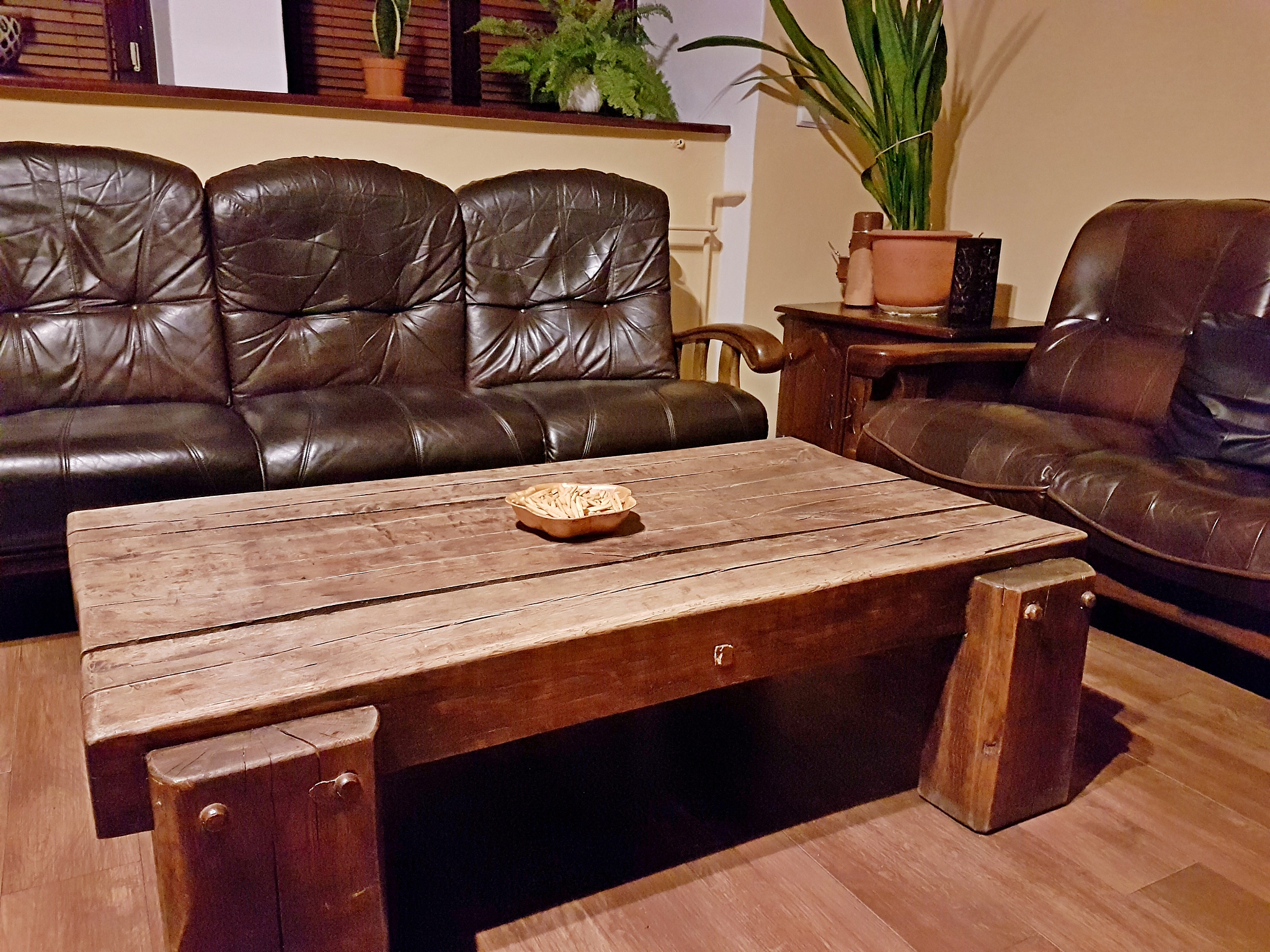 leather furniture and table