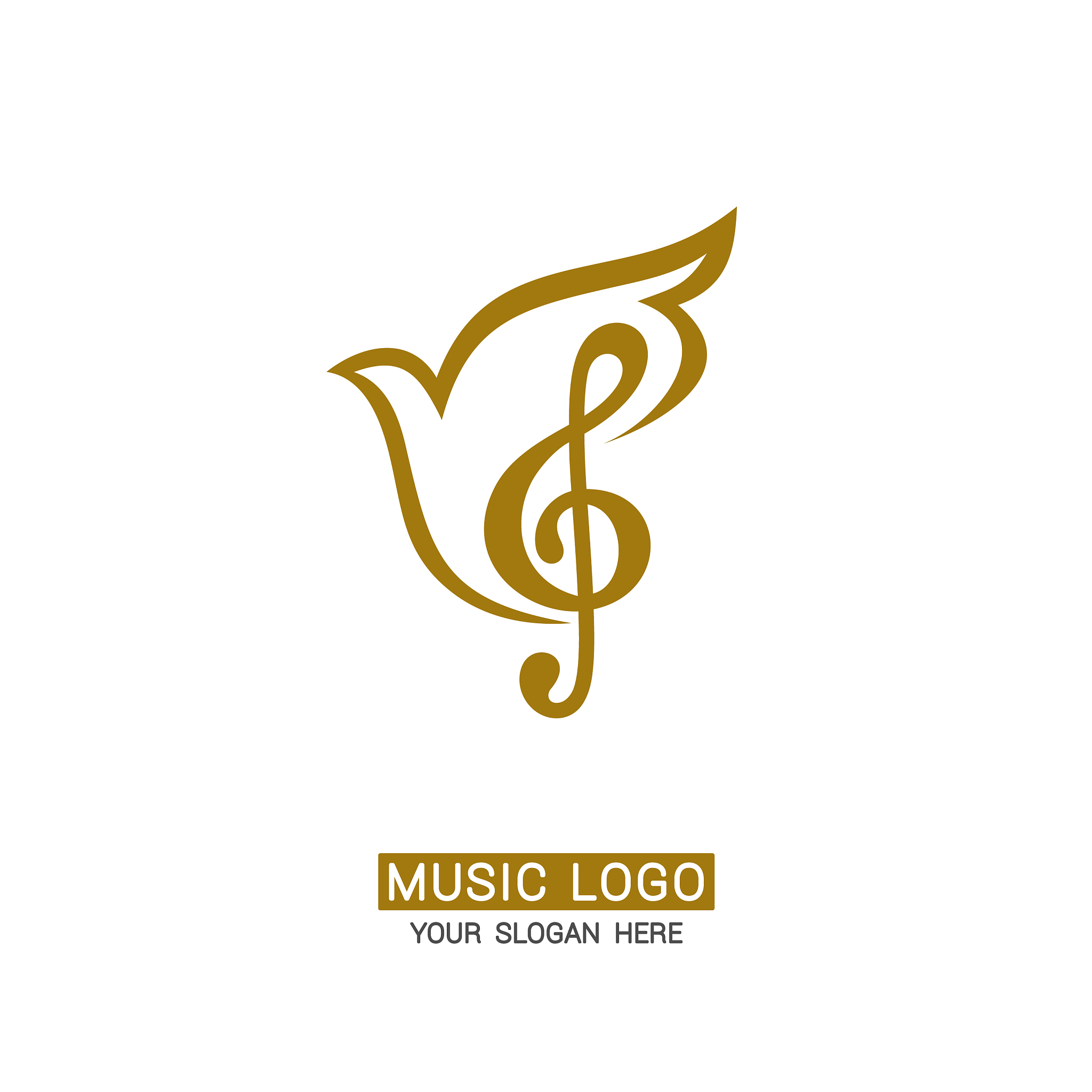 music logo treble clef on a dove background