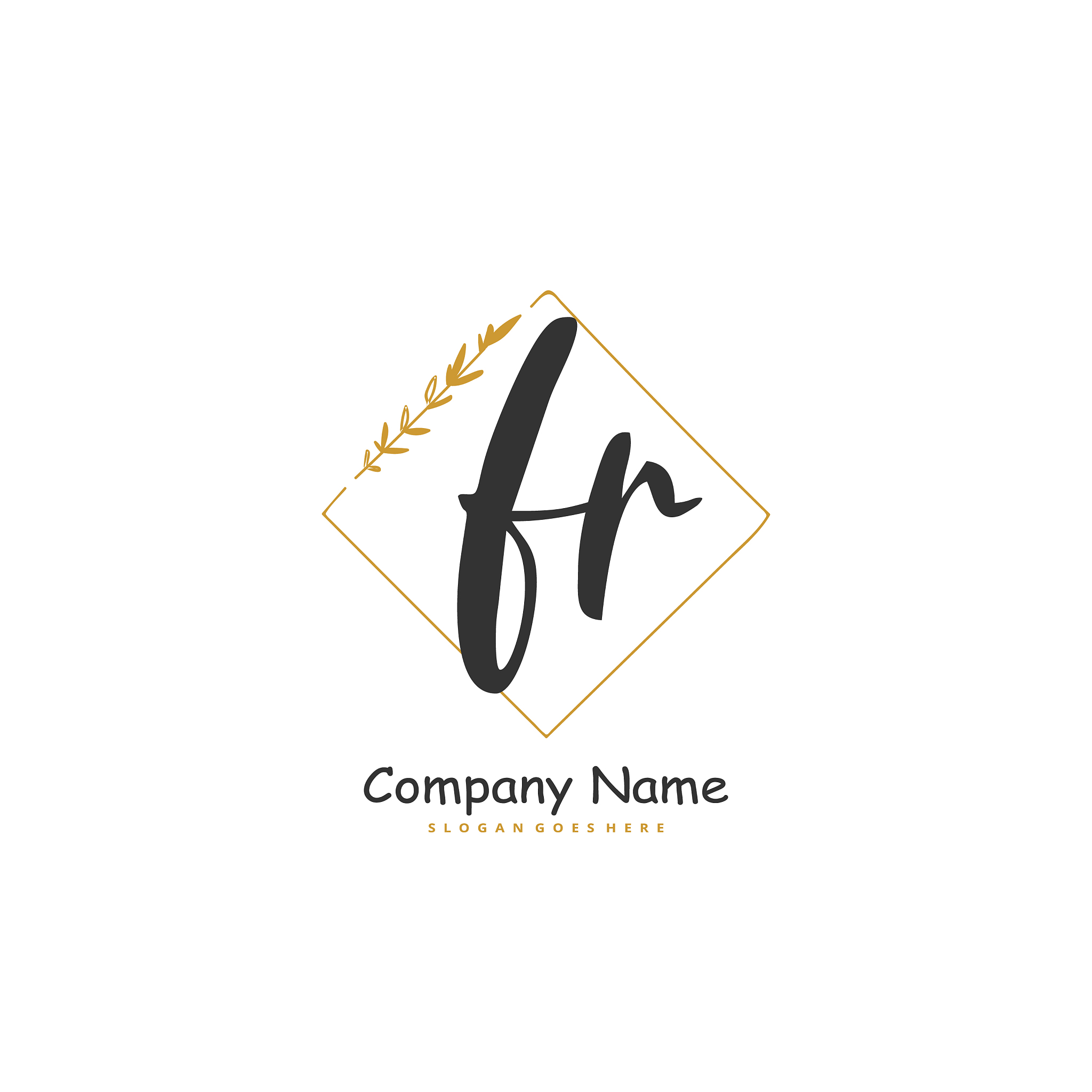 f r fr initial handwriting and signature logo