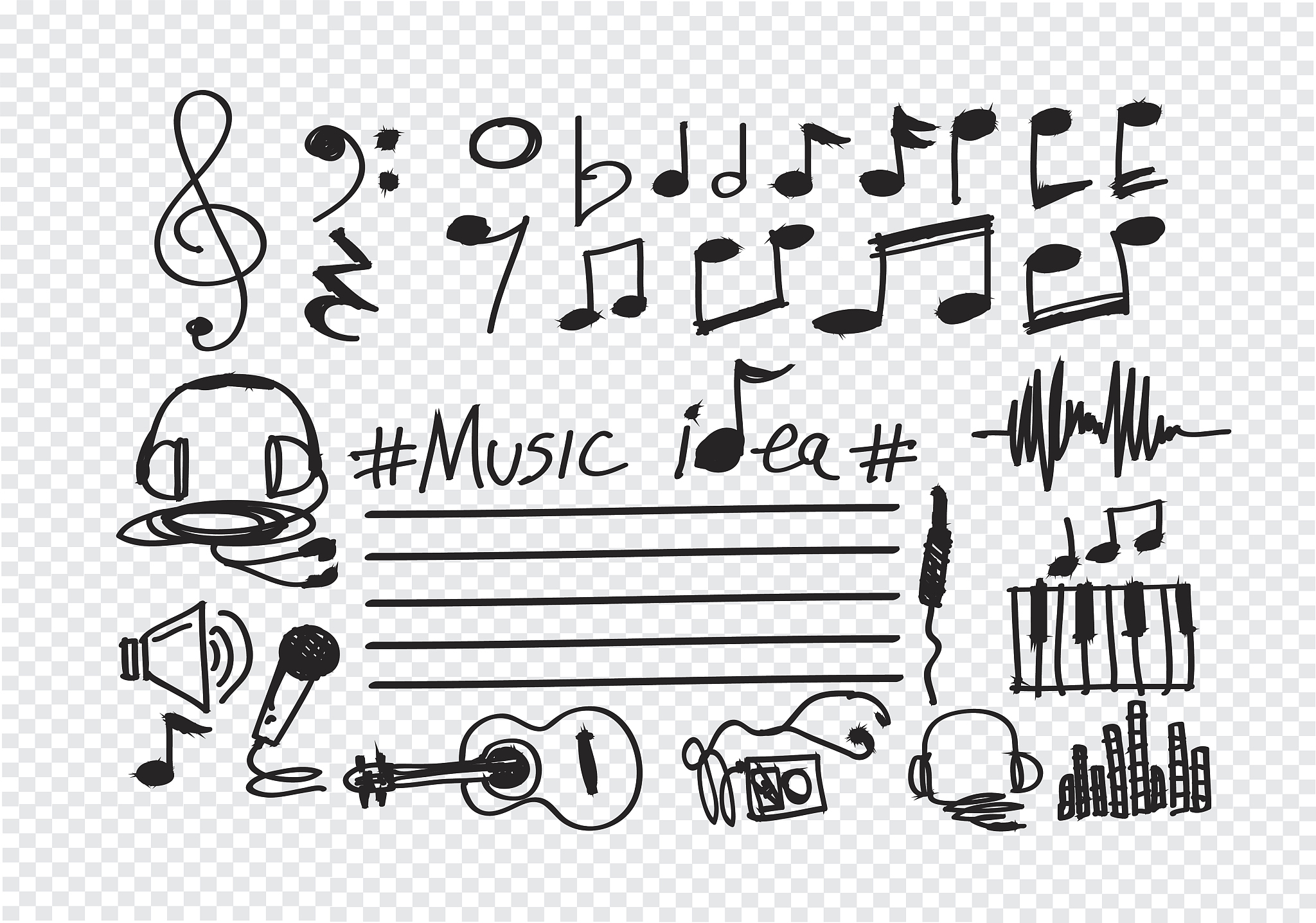 music notes and music icons