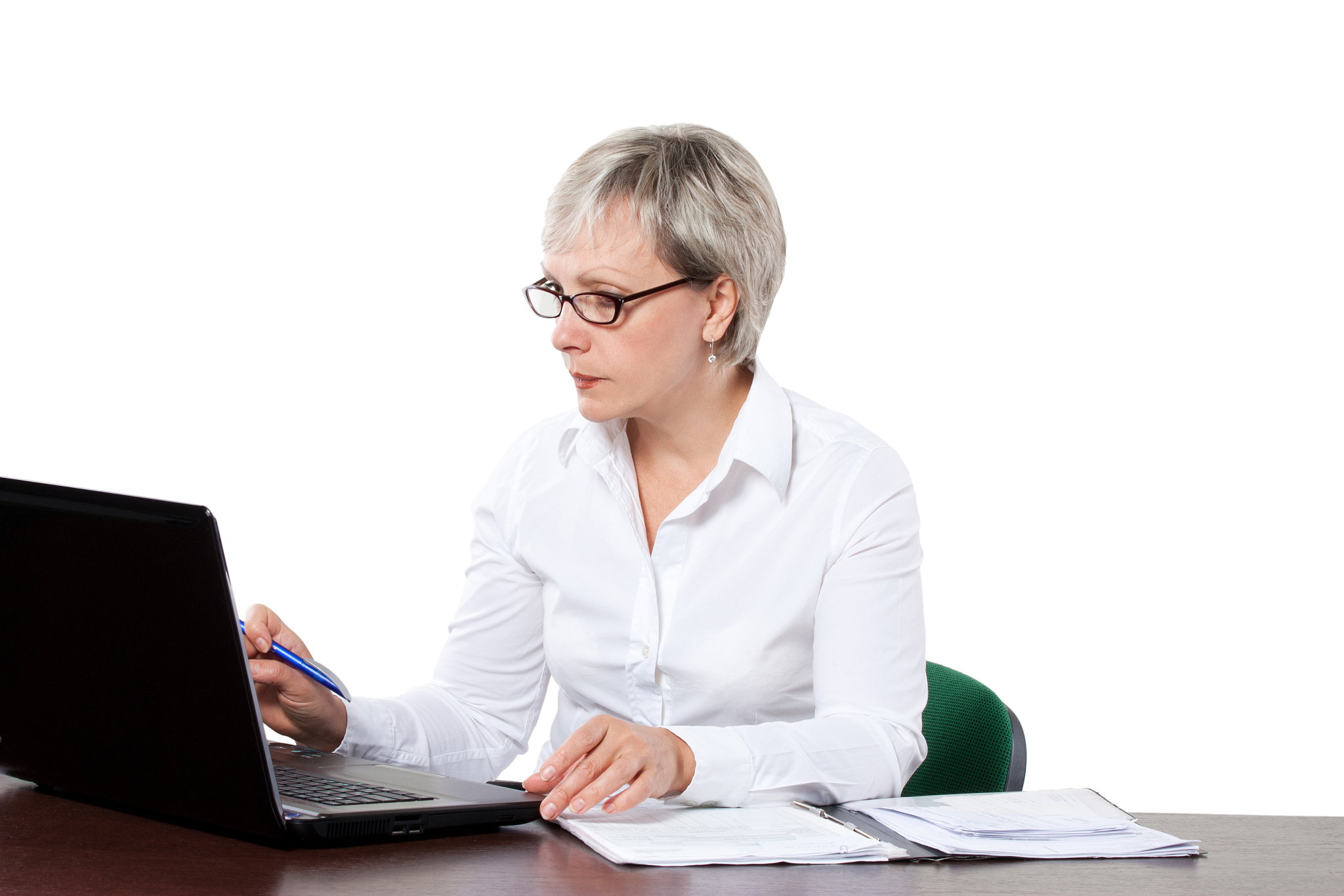 attractive middle aged caucasian businesswoman in office with  n