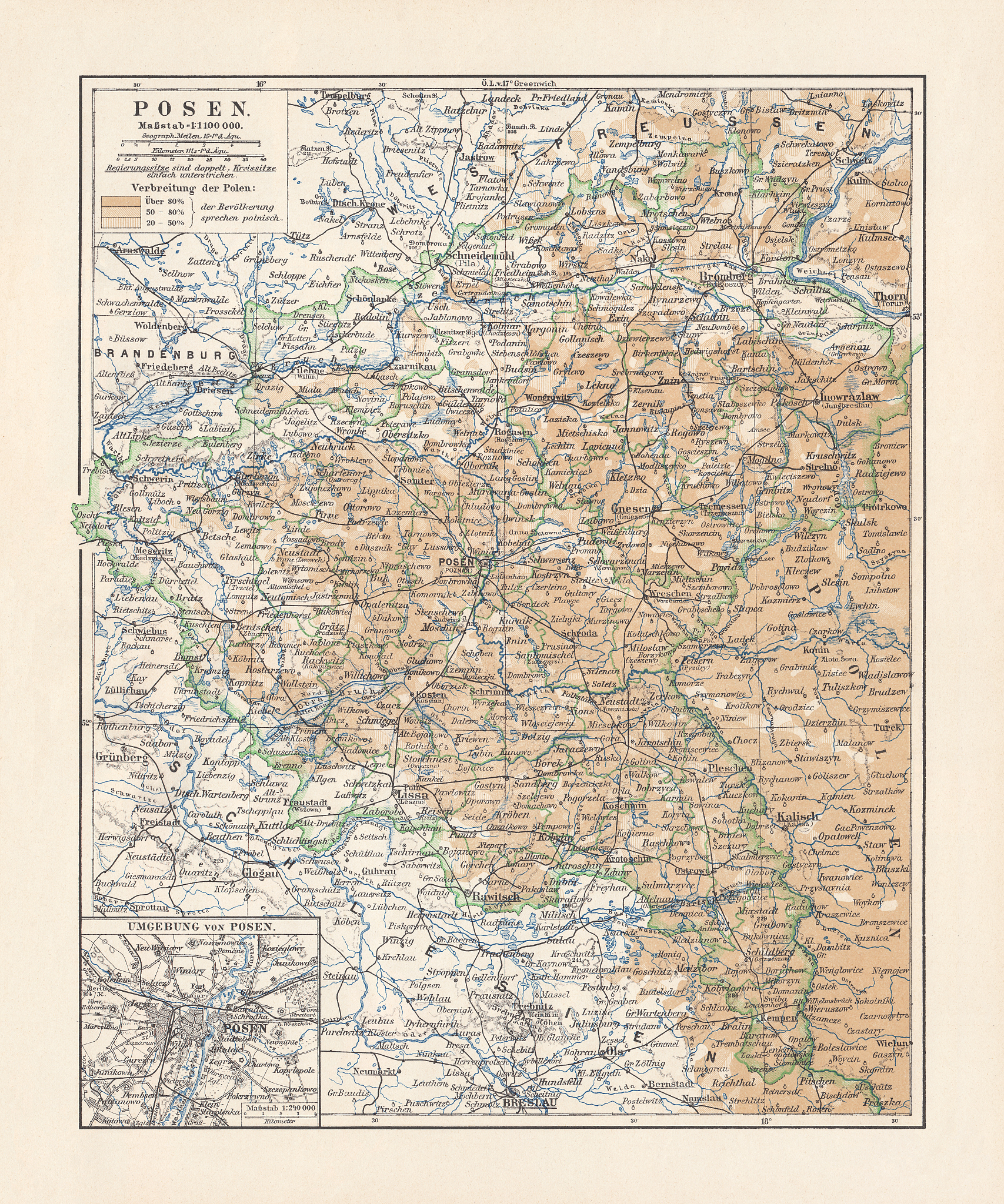 province of posen (german empire, now poland), lithograph, publi