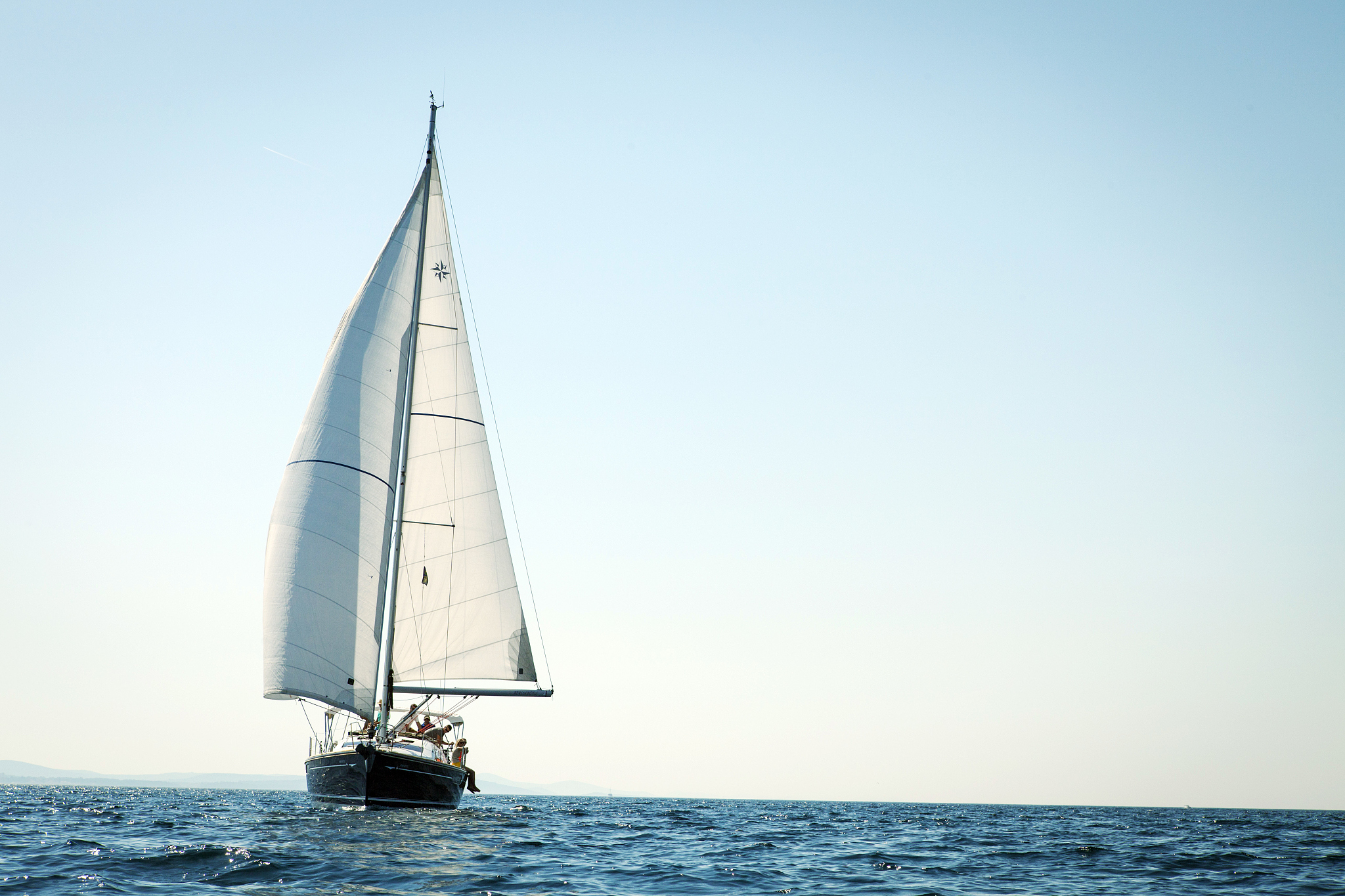 sailboat on the move, adriatic sea, croatia
