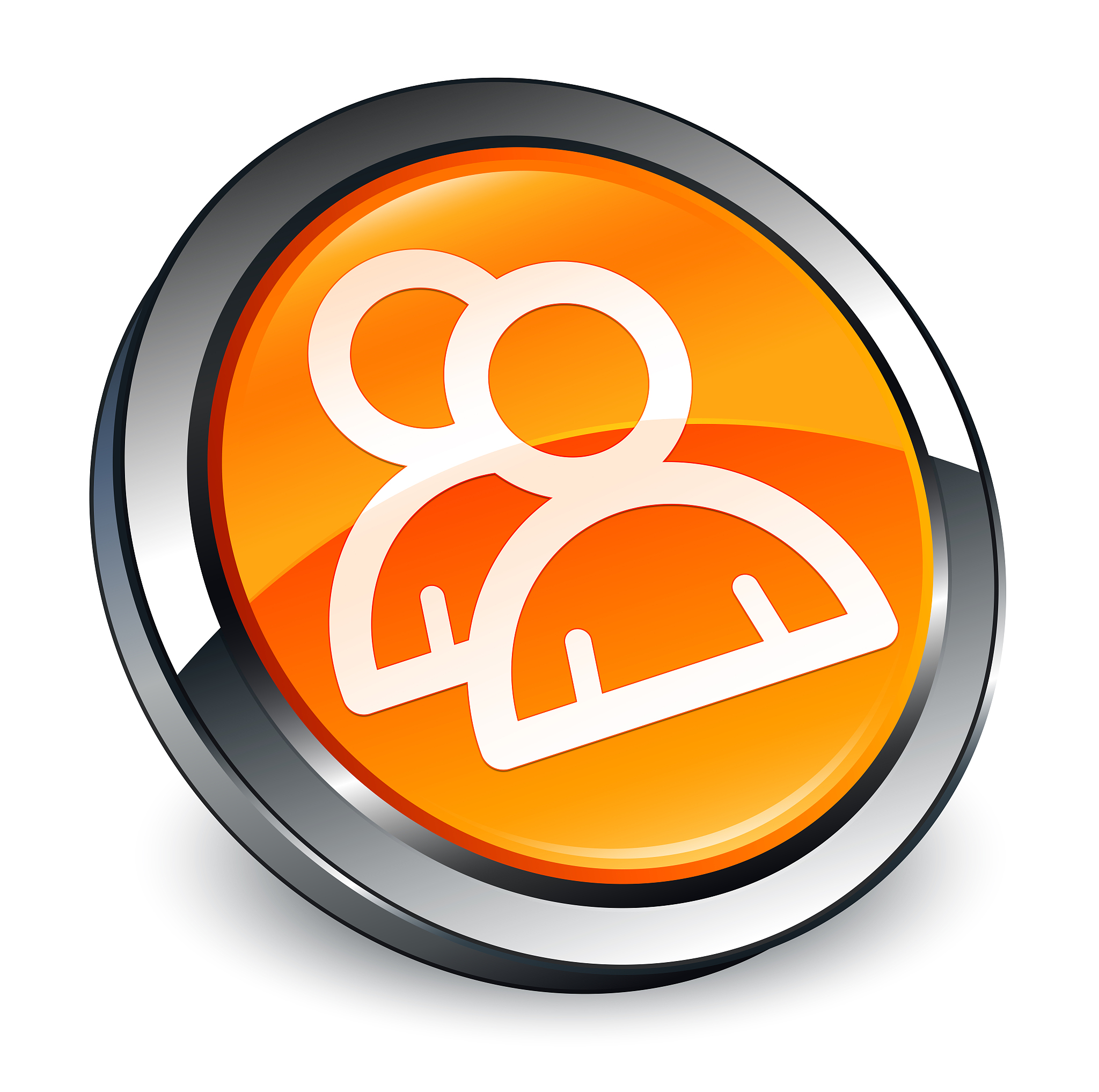 group icon 3d orange round button